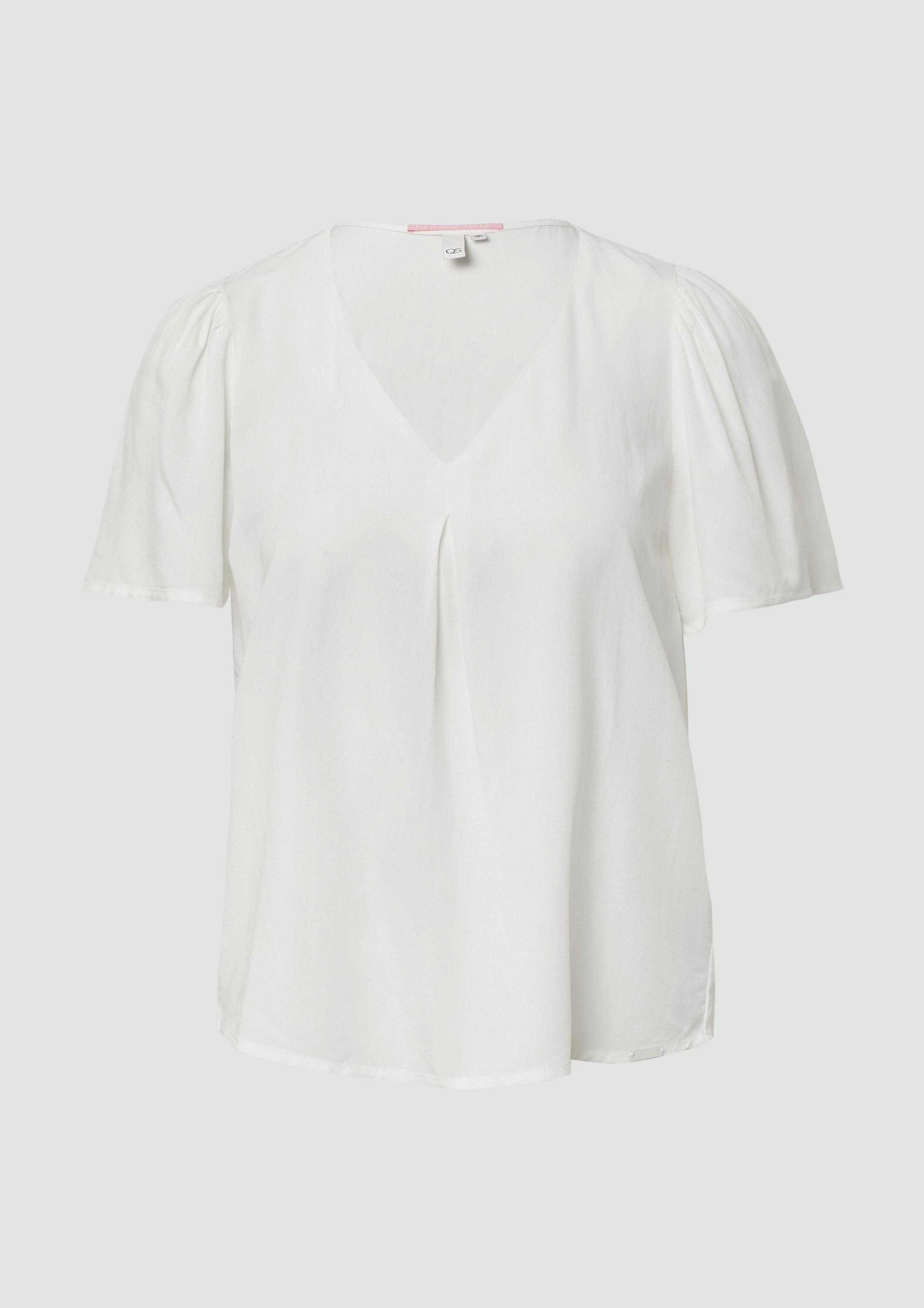 QS Kurzarmbluse Bluse Feminine Kurzarmbluse aus Viskose