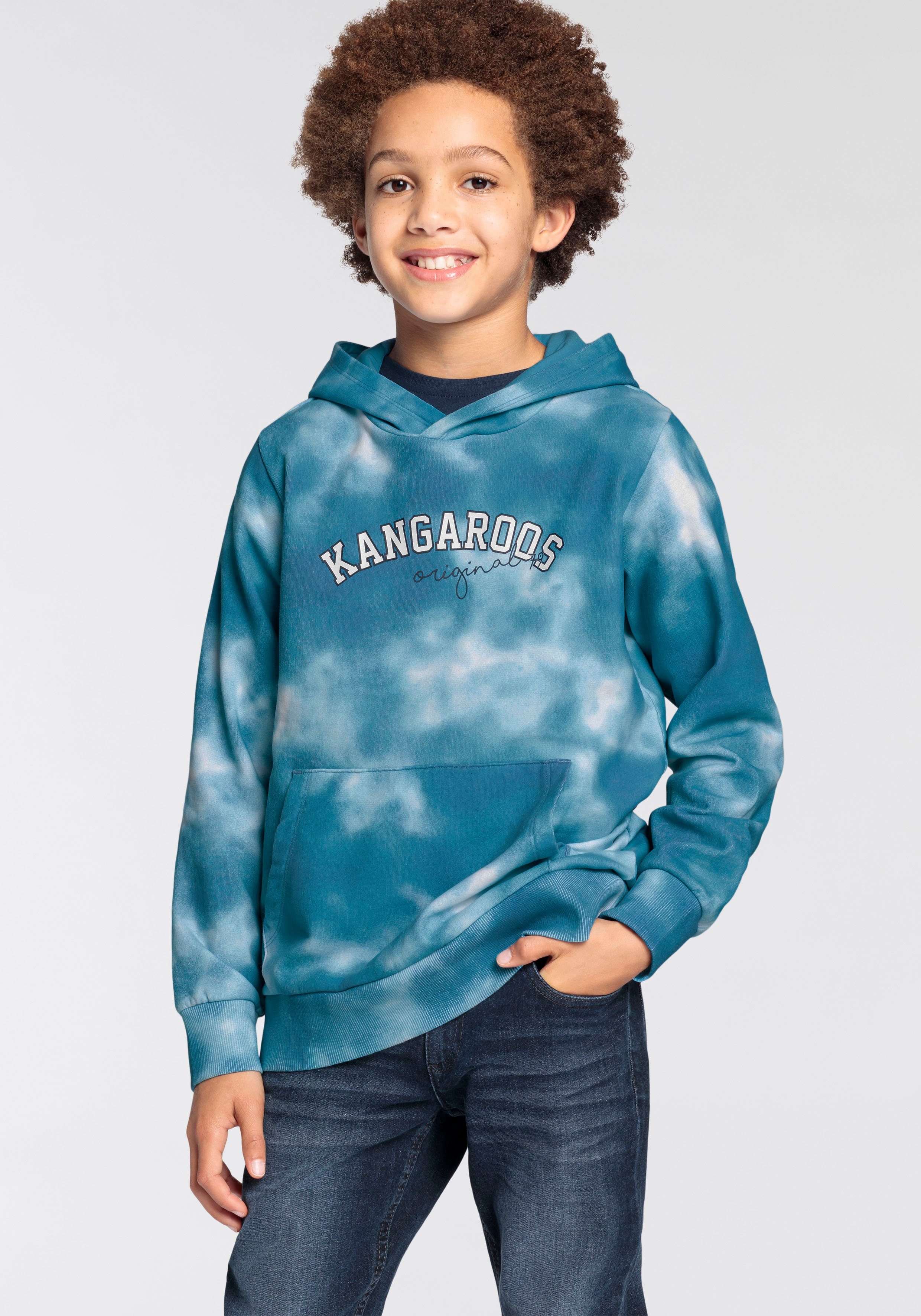 allover Jungen, Batik-Print Kangaroos mit Kapuzensweatshirt KangaROOS