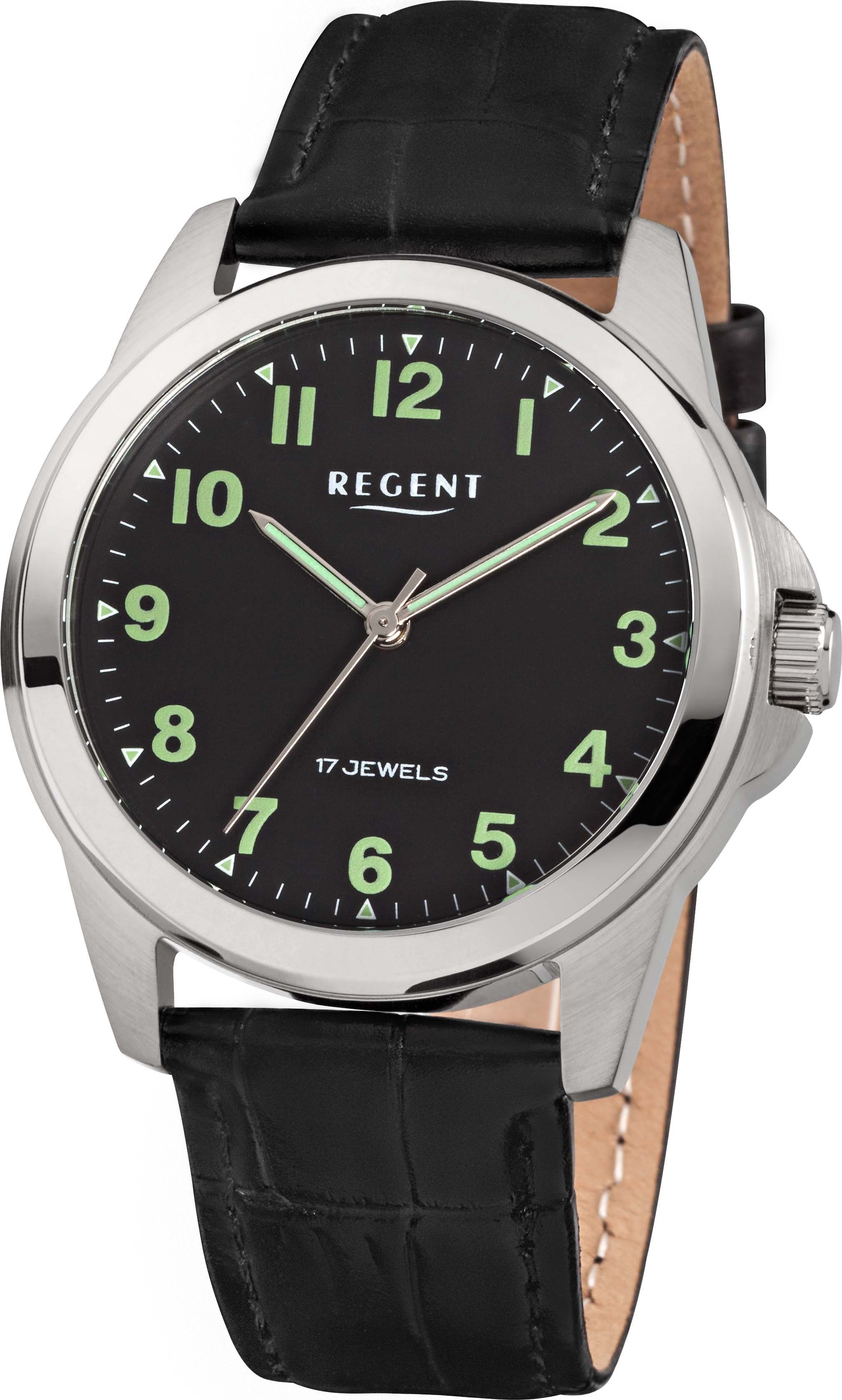 Regent Mechanische Uhr F-1392, Armbanduhr, Herrenuhr, Handaufzug, Leuchtzeiger