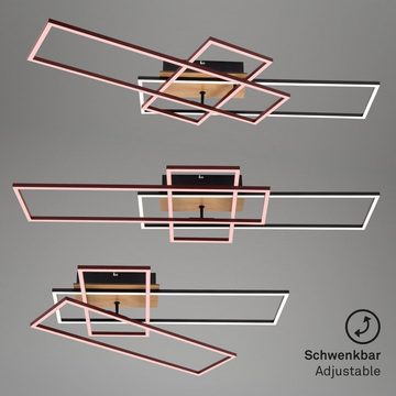 Briloner Leuchten LED Deckenleuchte 3156-014, CCT Farbtemperatursteuerung, Fernbedienung, dimmbar, Nachtlicht, Timer, Holzdekor, LED fest verbaut, Kaltweiß, Neutralweiß, Tageslichtweiß, Warmweiß, Deckenlampe, 104x42x10,5cm, Schwarz, 55W, Wohnzimmer, Schlafzimmer