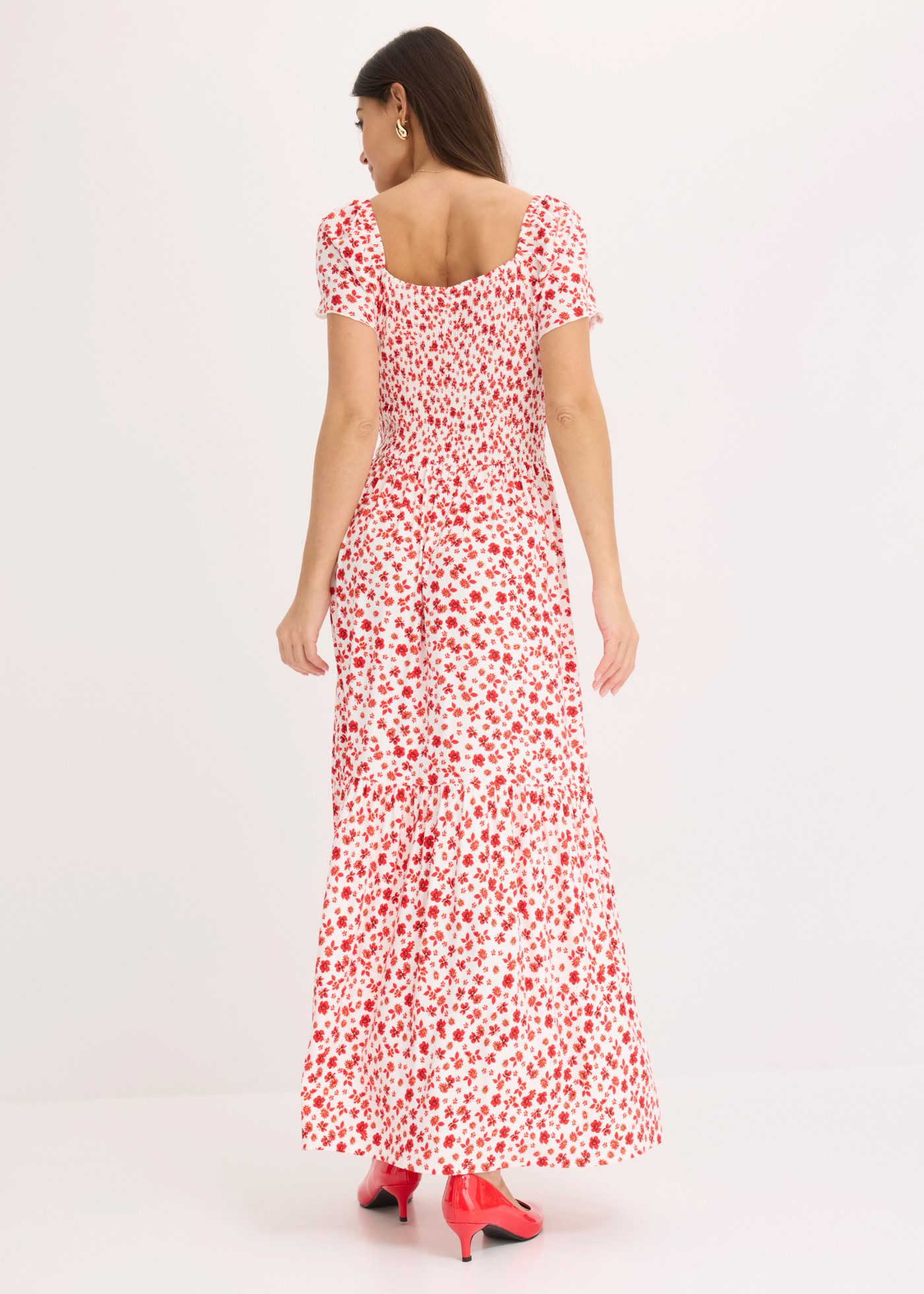 bonprix Maxikleid ausgestellte Passform, eckiger Ausschnitt, Kurzarm-Design