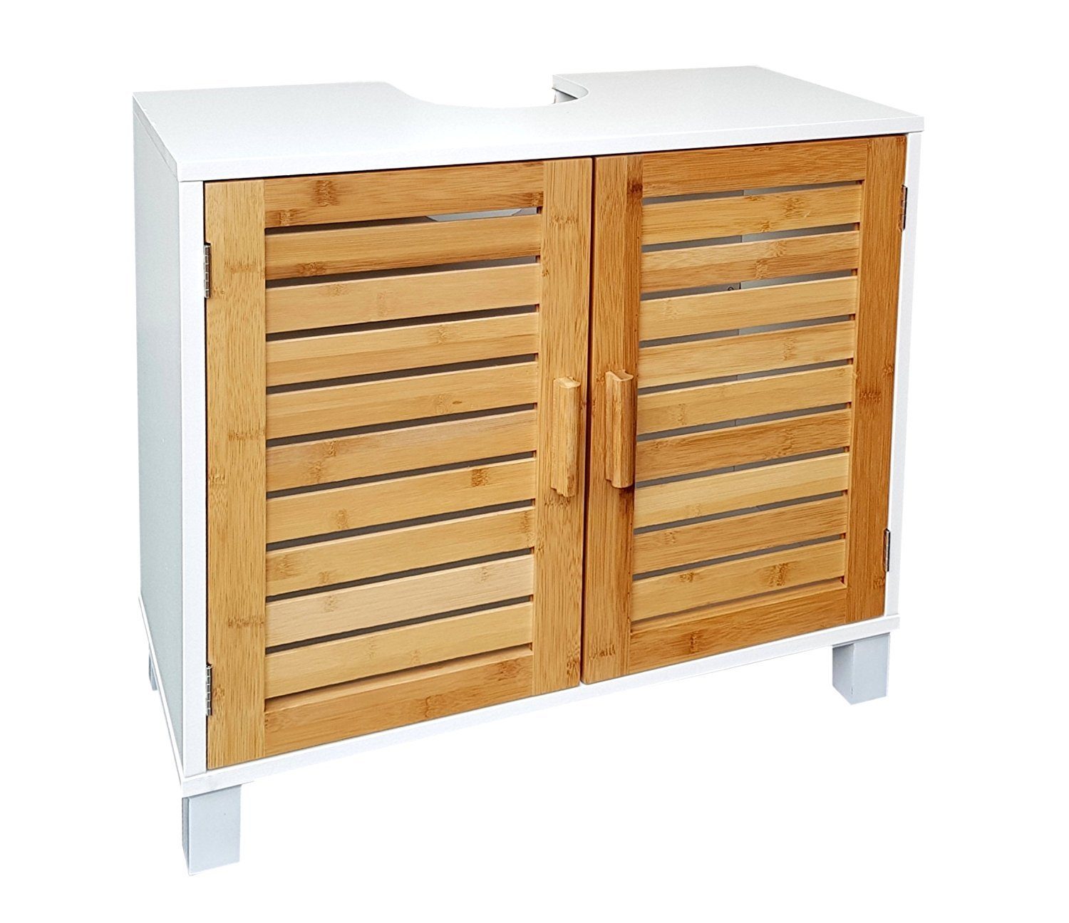 osoltus Badregal osoltus Bad Waschbecken Unterschrank Kopenhagen Bambus Holz weiss