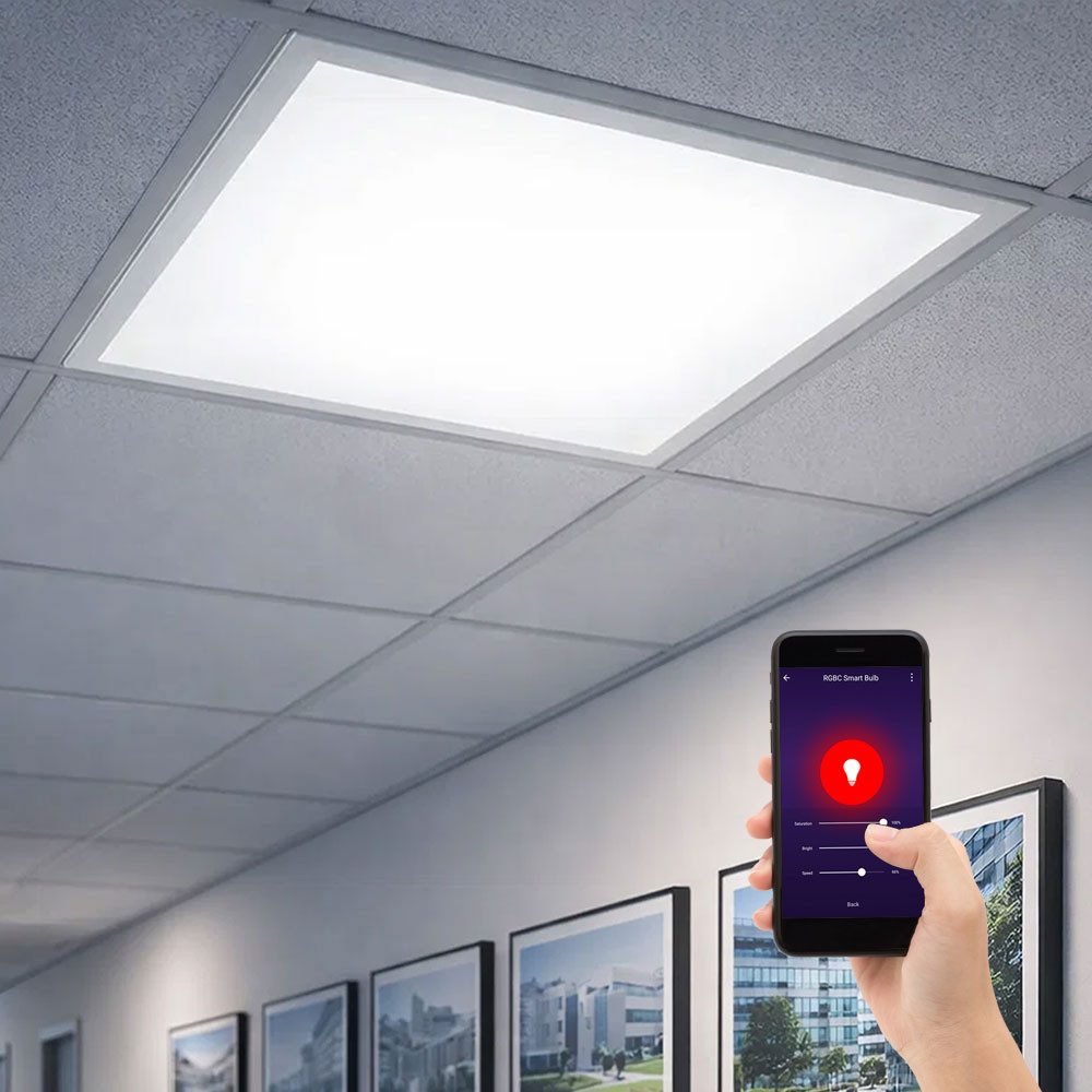 V-TAC LED Deckenleuchte, LED-Leuchtmittel fest verbaut, Kaltweiß, Warmweiß, Neutralweiß, Tageslichtweiß, Farbwechsel, LED Panel Smart Home Deckenleuchte Tageslichtlampe dimmbar CCT App