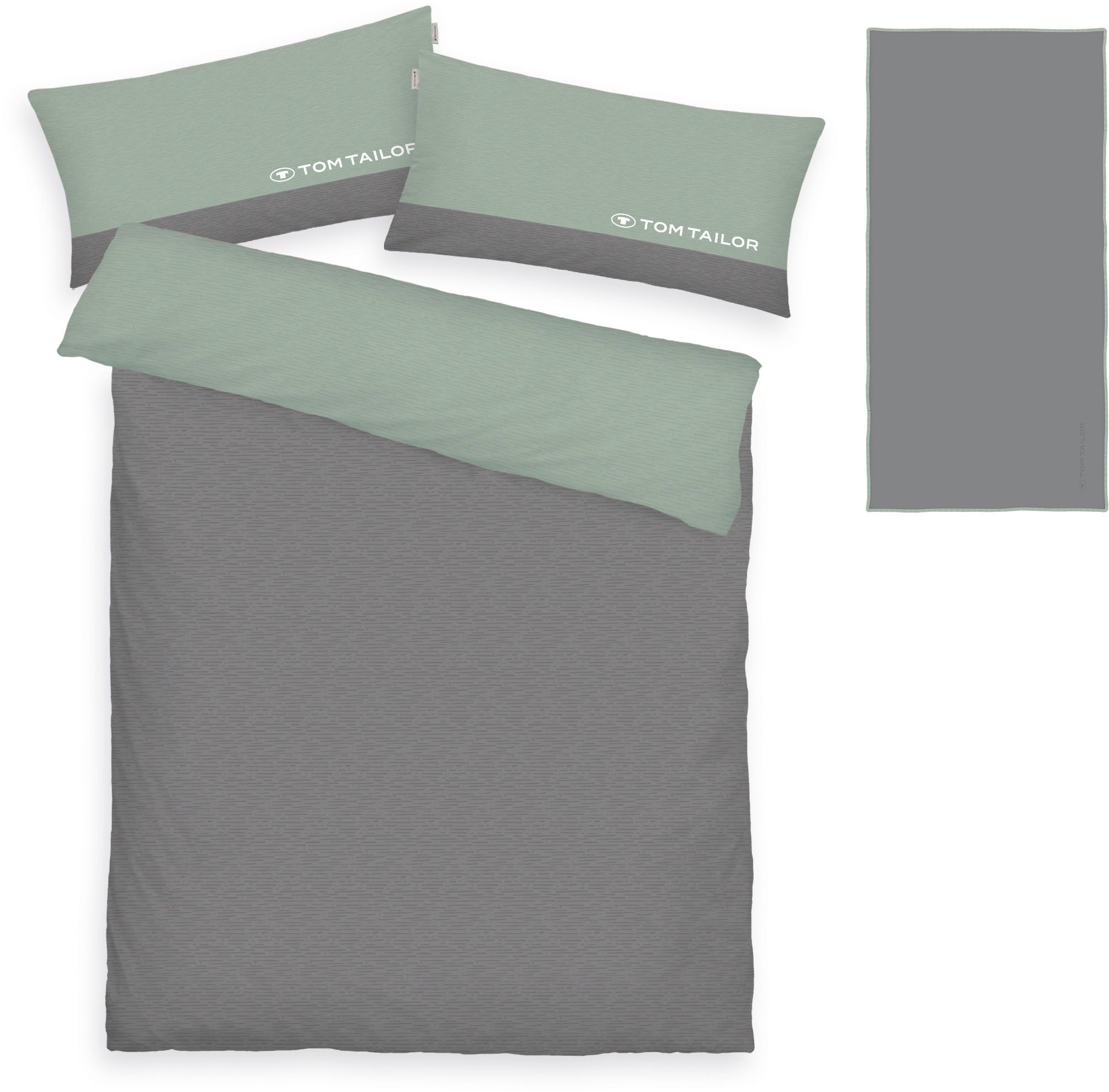 TOM TAILOR HOME Bettwäsche Henry, Renforcé, 3 teilig, Bettwäsche aus Baumwolle, mit GRATIS-Zugabe: Sporthandtuch