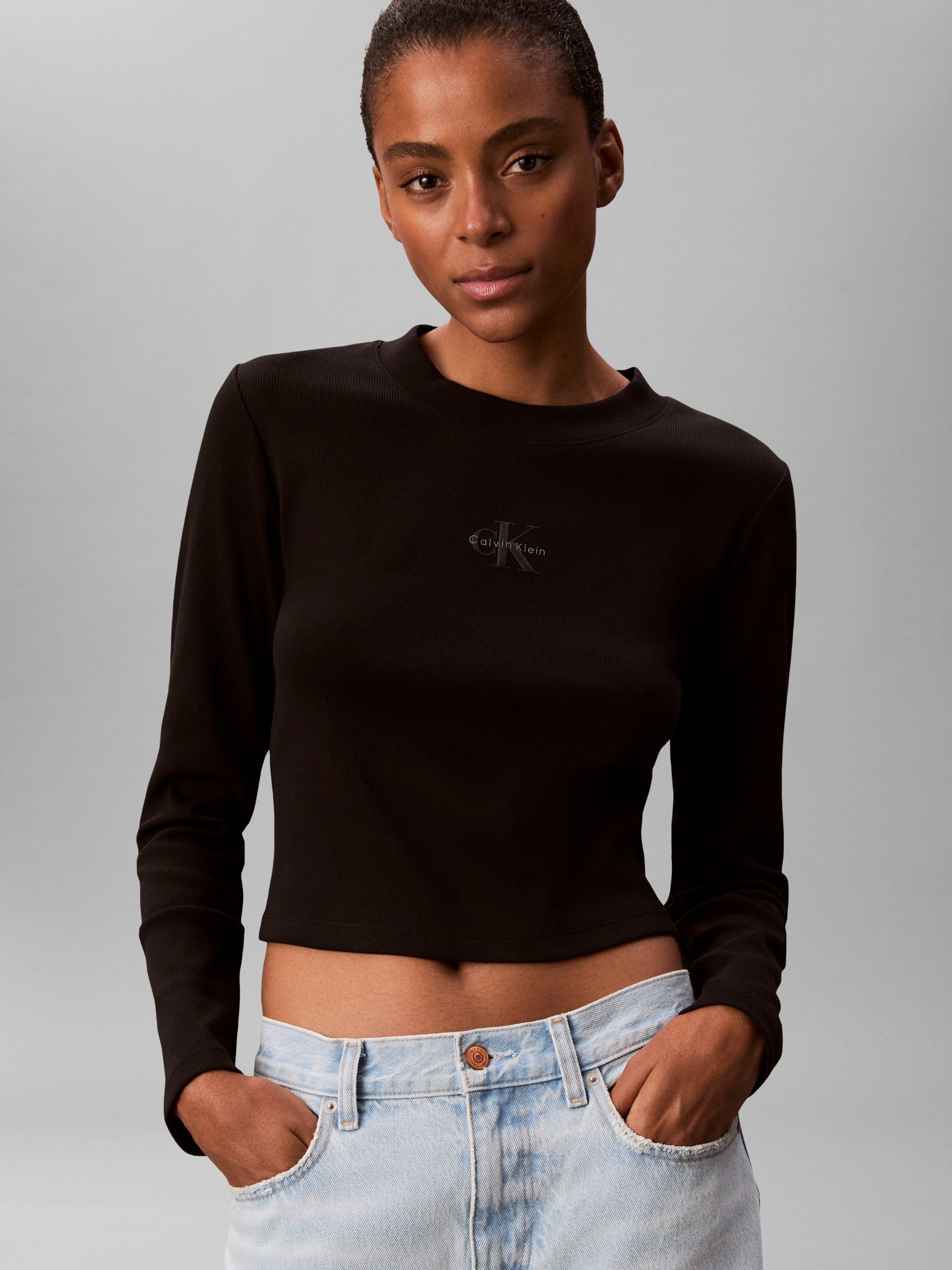 Calvin Klein Jeans Langarmshirt Rundhalsausschnitt, figurbetonte günstig online kaufen