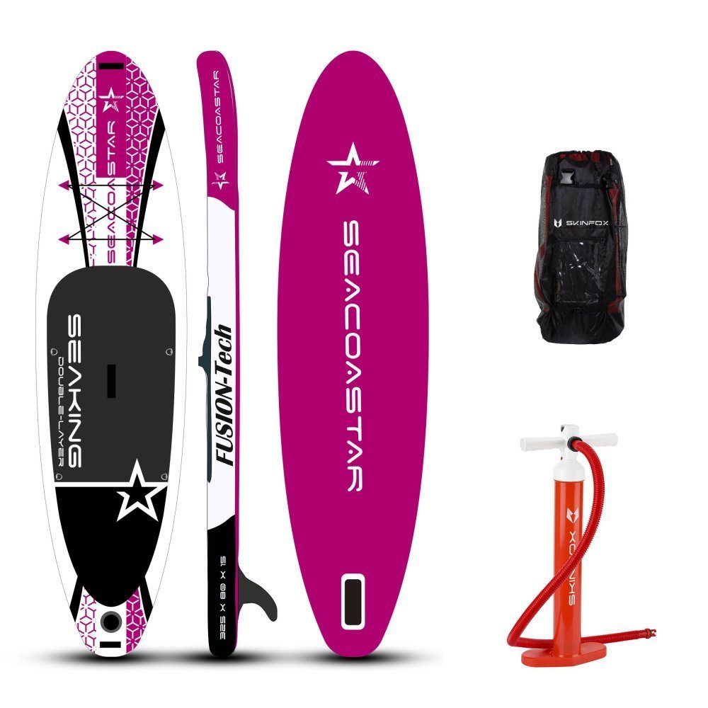 Seacoastar Inflatable SUP-Board »SEACOASTAR SEAKING CARBON-SET (325x80x15)  Double-Layer SUP Paddelboard pink«, Allround