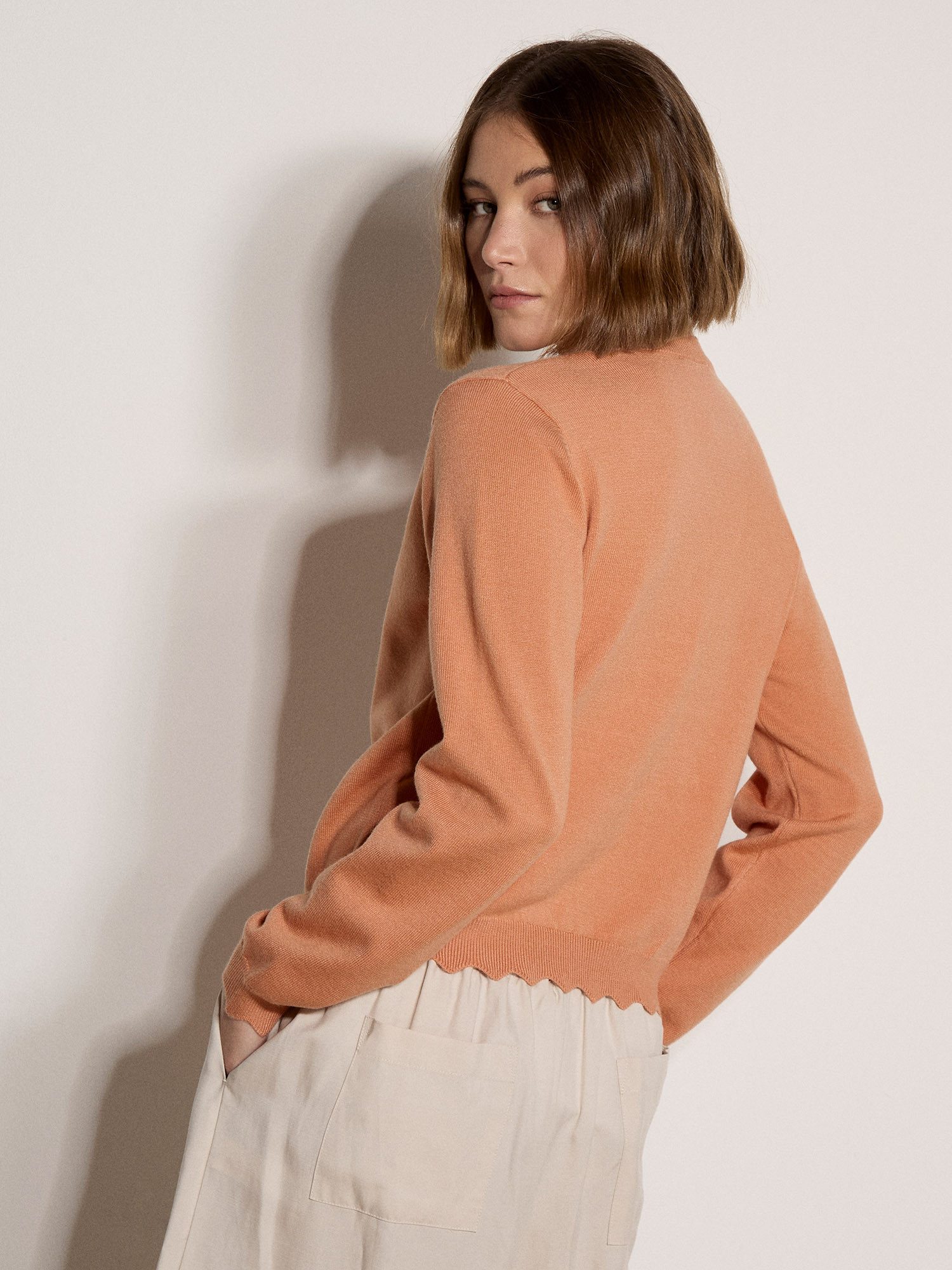 Apricot Cardigan Strickjacke mit Wellenkante Einfarbig – Bild 4 von 4