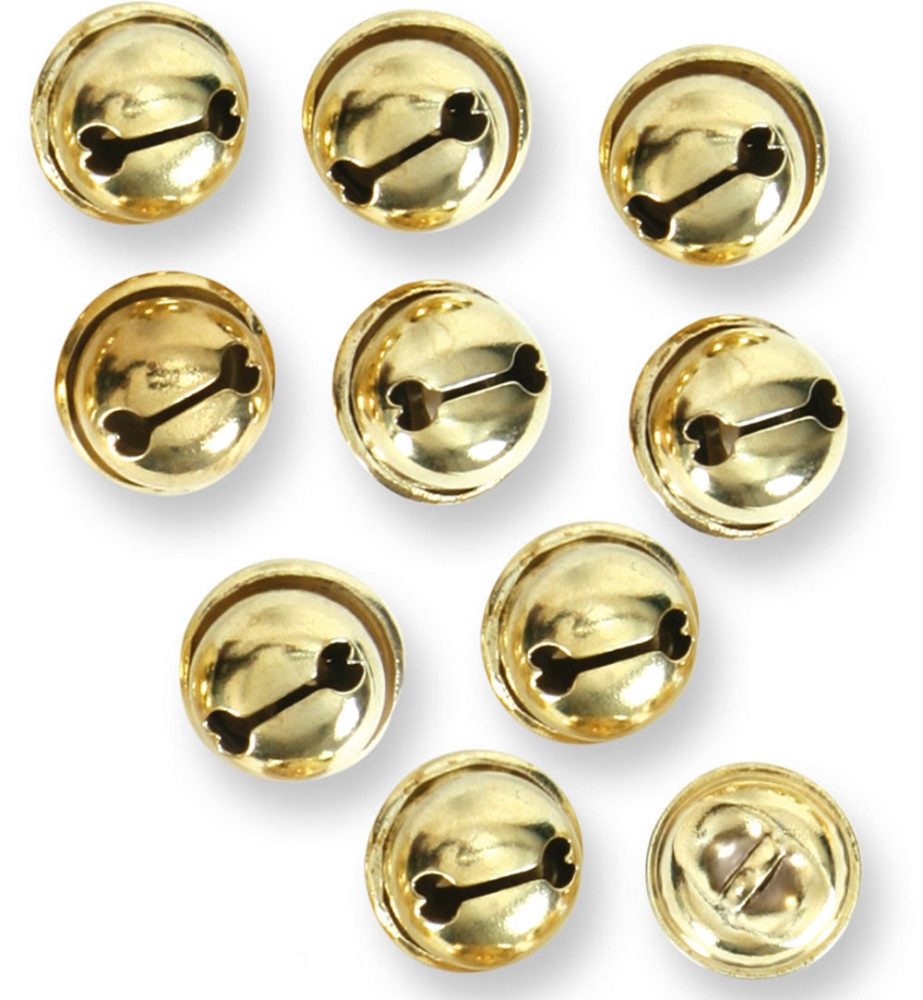 Fries Ремесленные бусы 10 Stück Metall Glöckchen Schellen Gold 15mm Karneval Basteln