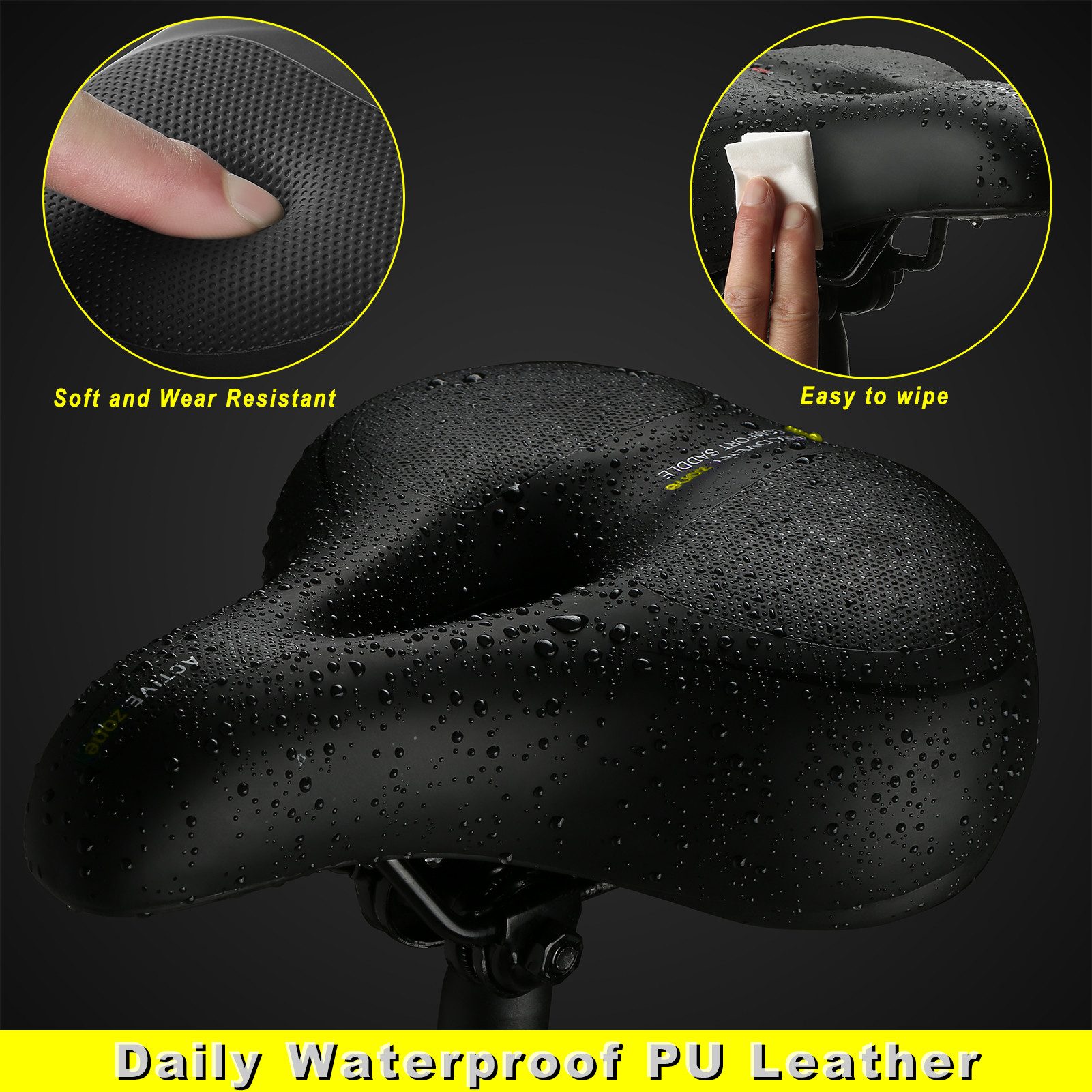 Refined Living Fahrradsattel Bequem Weich Fahrrad Sattel Wasserdicht Atmungsaktiv mit Reflektor (Bequemer Fahrradsättel,Memory Foam, Gel Fahrradsitz, Ergonomischer Fahrradsattel, Bequemer Fahrradsättel für StadtradfahrenBequemer Fahrrad Sattel für Damen Herren, Bike seat, Fahrradsattel Herren, 1-tlg., Fahrradsattel Übergroßer Komfort Gepolsterter,Breiter Fahrradsitz), für Indoor- und Outdoor-Bikes mit weiches Kissen 26 * 22cm