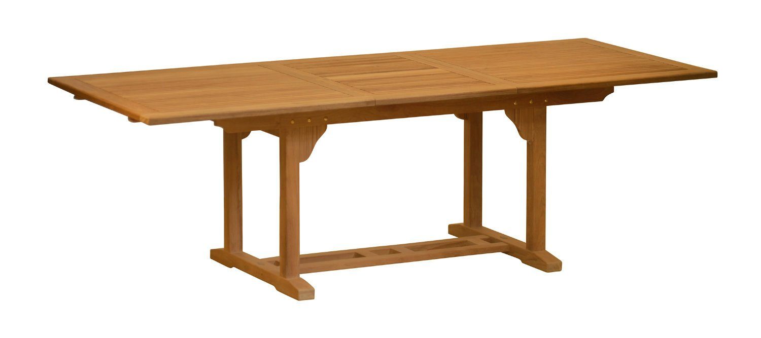 Kai Wiechmann Gartentisch Premium Teak Ausziehtisch eckig als klassischer Holztisch aus Teak, ausziehbarer und unbehandelter Teaktisch eckig