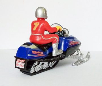 Toi-Toys Modellauto SCHNEEMOBIL mit Fahrer Licht Sound 12cm Spielzeug 45 (Blau), Maßstab 1:20 - 1:35, Wintersport Snowmobile