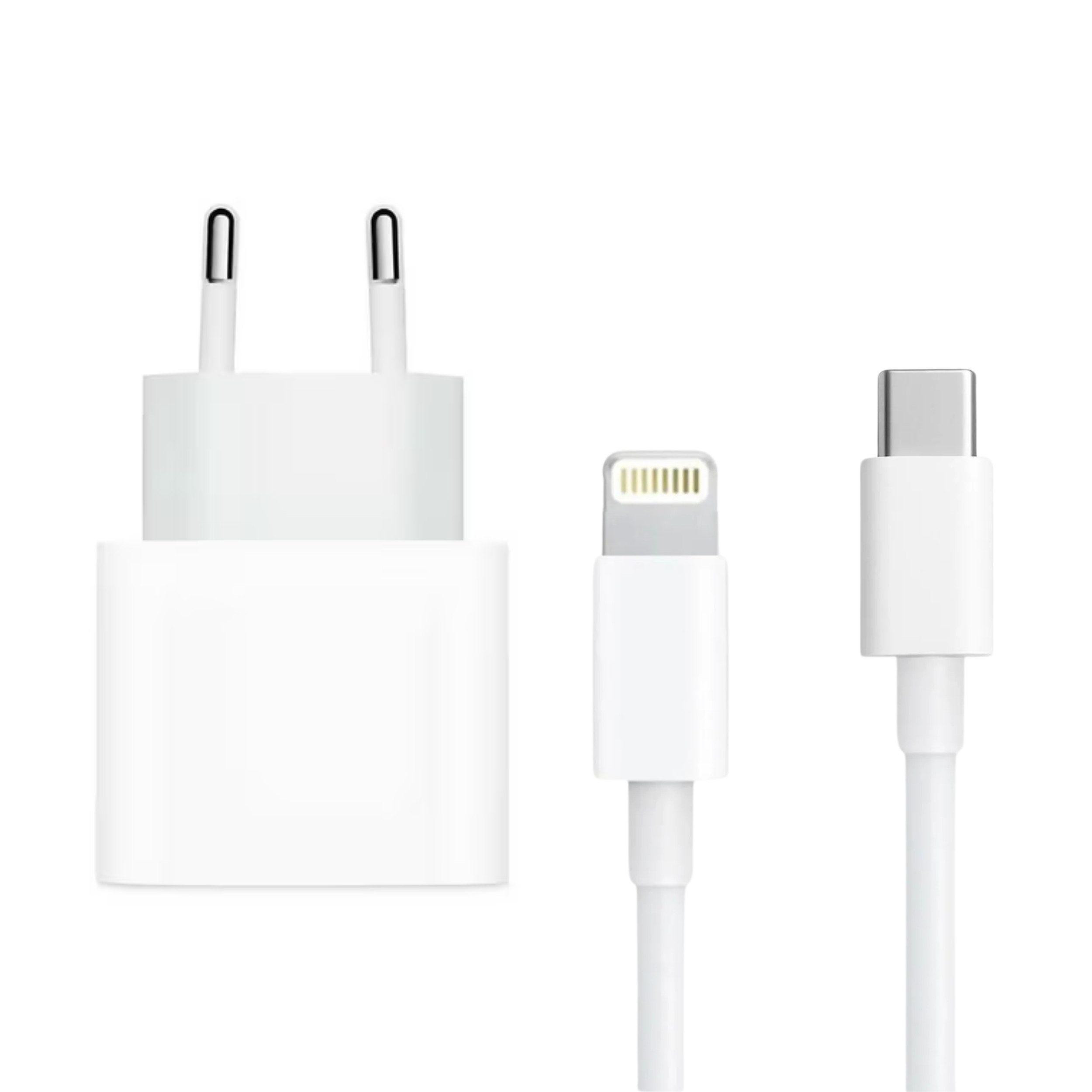 PlugUp Ladegerät mit iPhone Lightning Ladekabel iPhone 11 12 13 14 Pro Max SE USB-Ladegerät (2220 mA, Set, 1-tlg., 2-teiliges Ladeset, 20W USB-C Schnellladegerät für iPhone 11 12 13 14 Pro Max SE Plus)