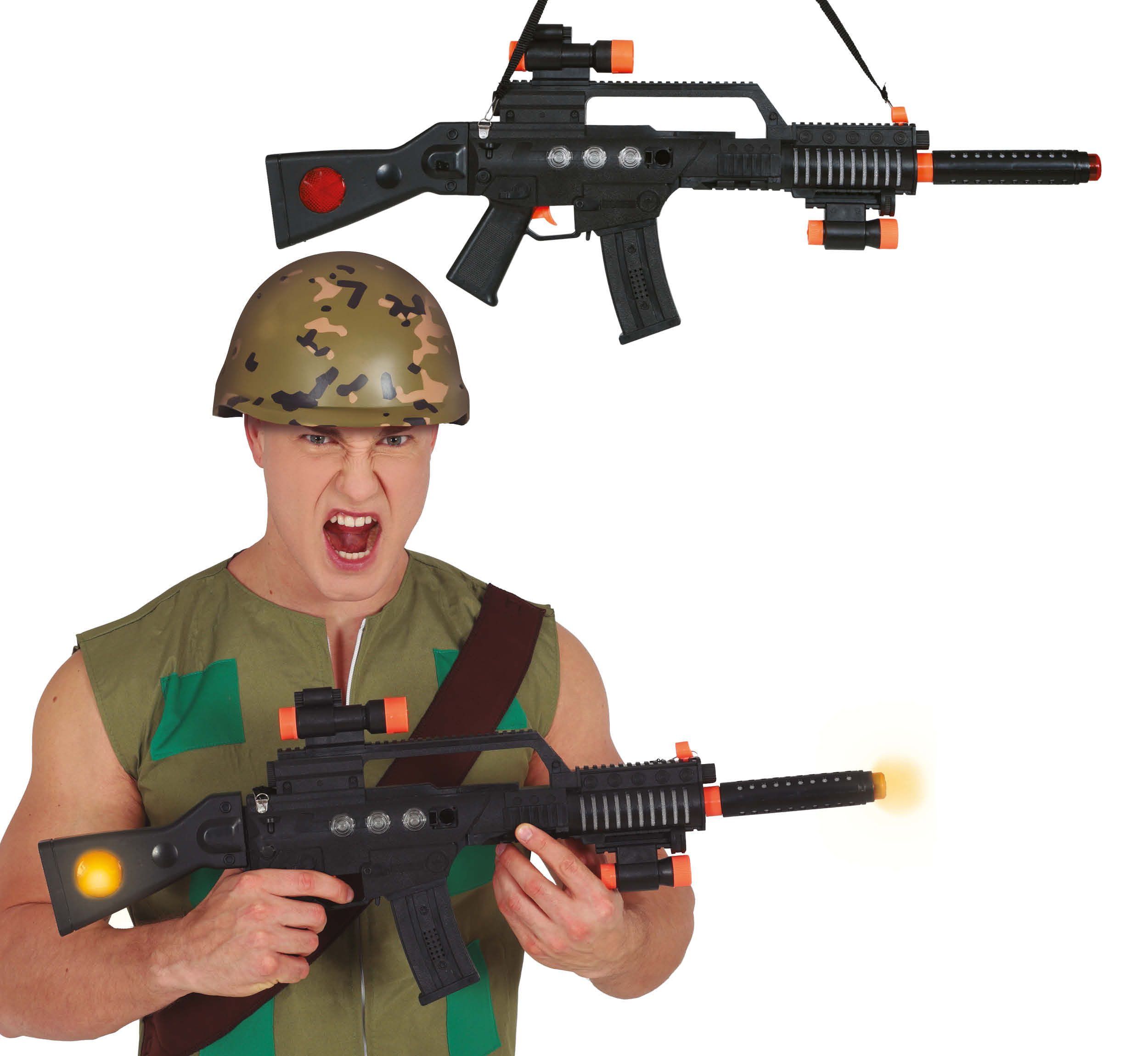 Fiestas Guirca Kostüm, Militär Sportgewehr Geräuscheffekte Fantasy Waffe 70 cm Maskerade Fa