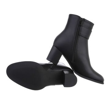 Ital-Design Damen Freizeit Stiefelette Blockabsatz Klassische Stiefeletten in Schwarz