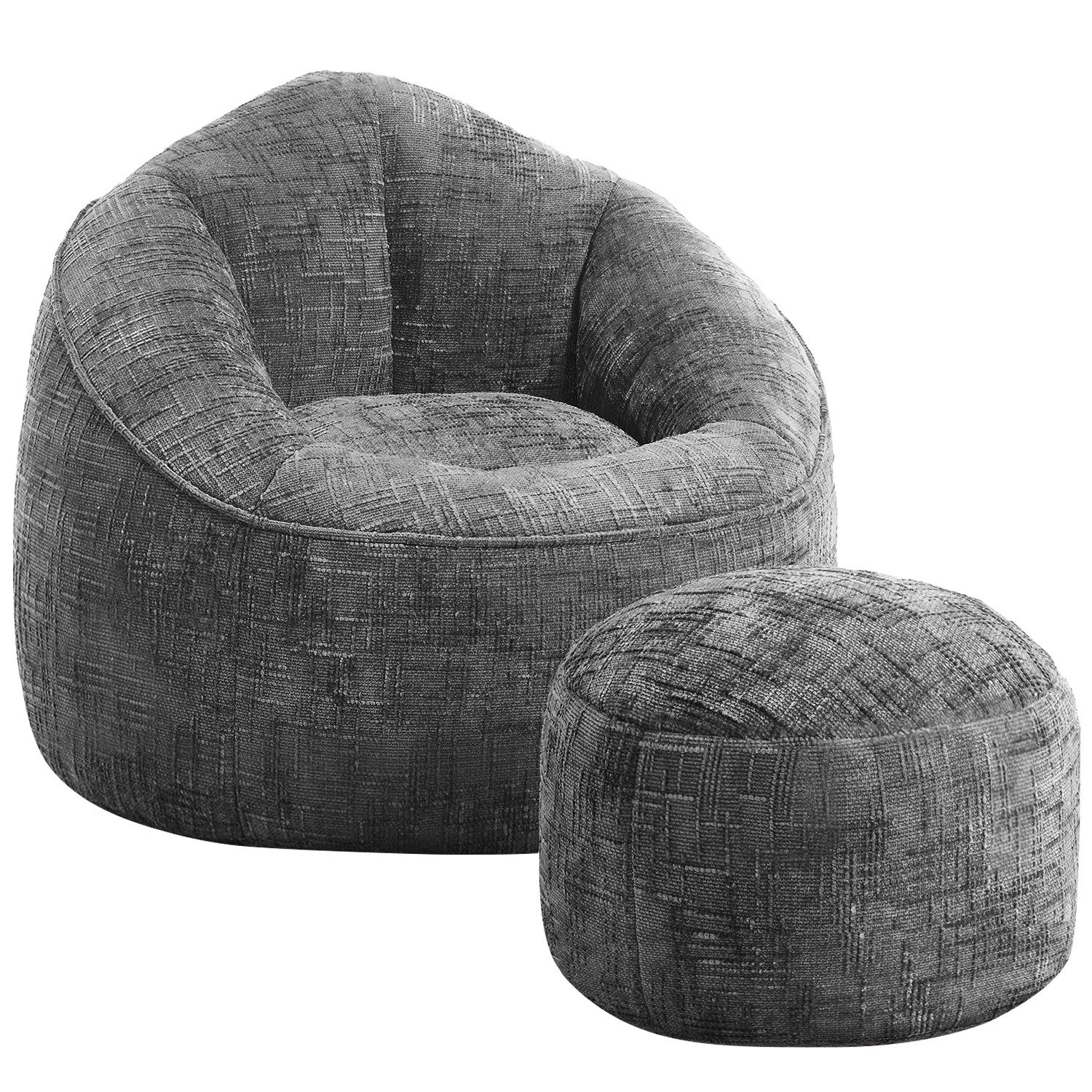 Lexzurn Sitzsack Sitzsack Lazy Sofa Gaming Sitzsack mit Hocker, Sitz Sack mit (Granularer-MemorySchwamm Füllung, Lounge Sessel, Lounge Stuhl, 97x93x77 cm Couch für Erwachsene und Kinder), Weich und Formstabil, Für Schlafzimmer, Büro und Wohnzimmer