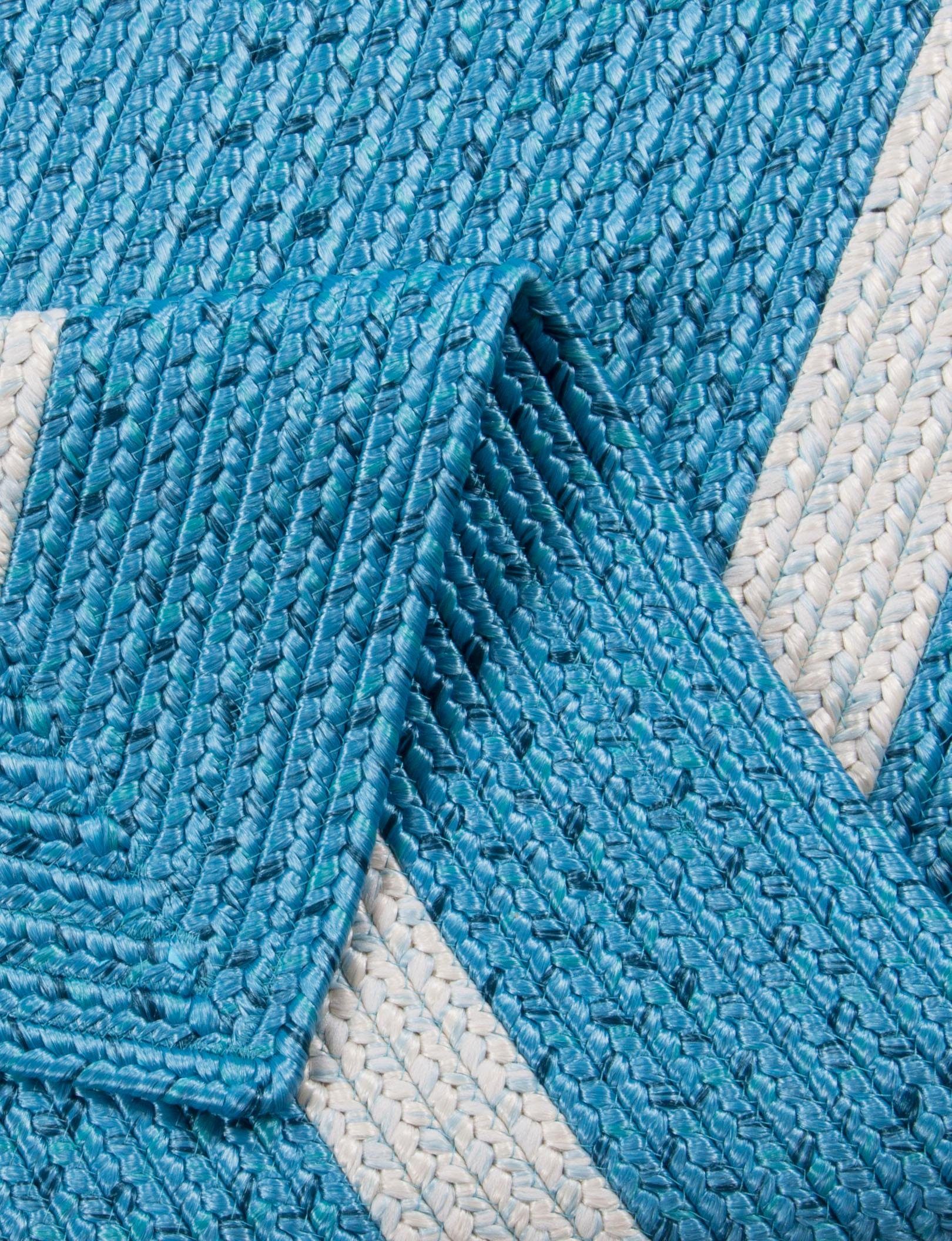 Läufer Benito, Gino Falcone, mit Uni-Farben, blau 6 Bordüre, rechteckig, Höhe: Flachgewebe, mm, geeignet Teppich-Läufer, Outdoor