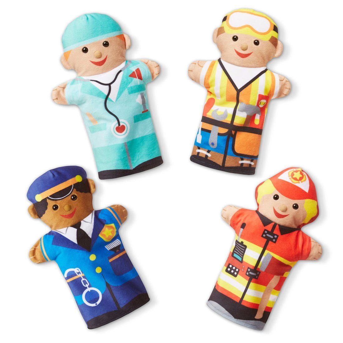Melissa & Doug Handpuppe Fröhliche Helfer (Set, 4-tlg., Puppen), Fördert Motorik
