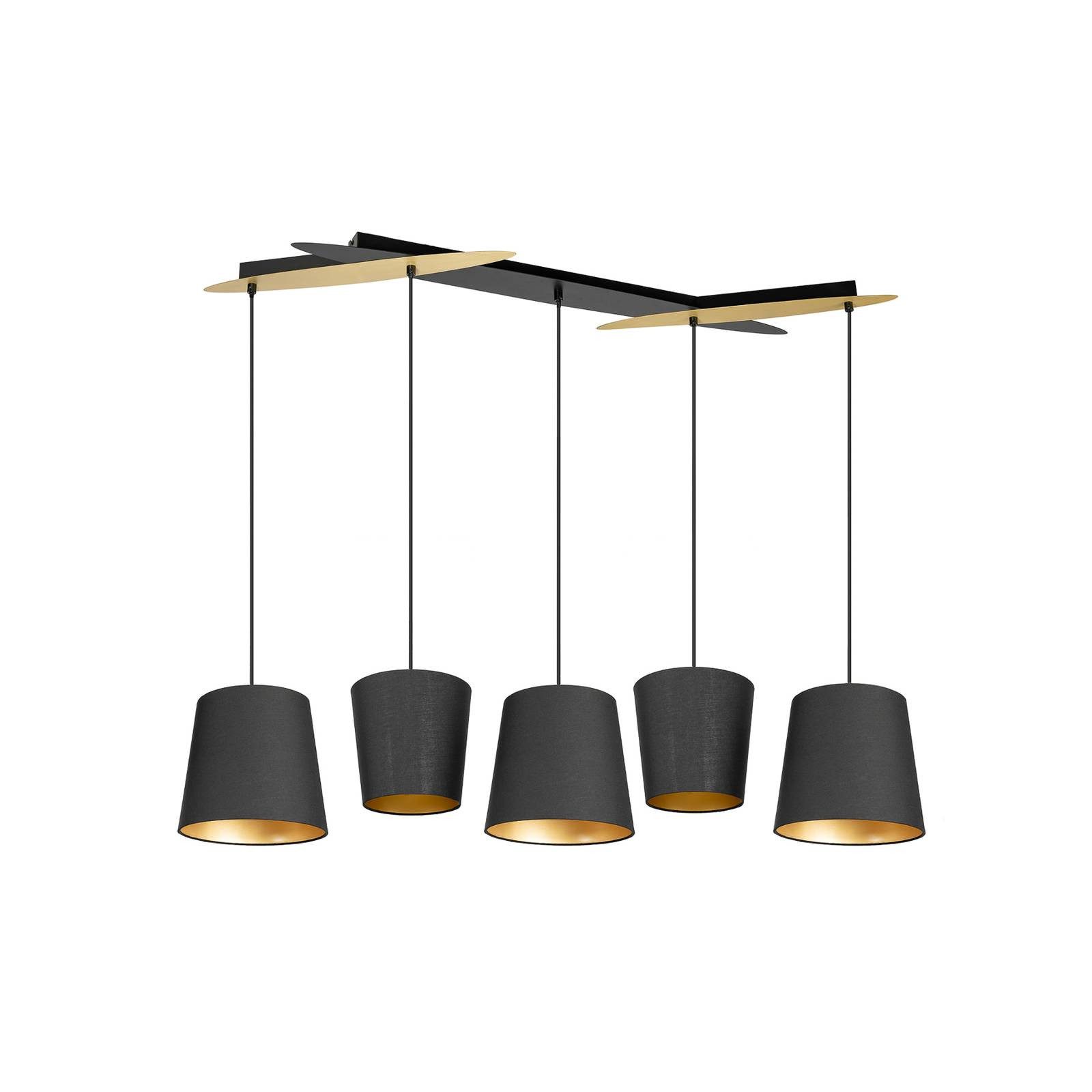 Lucande Hängeleuchte Thamila, Schwarz IP20, 5 x 15 W LED