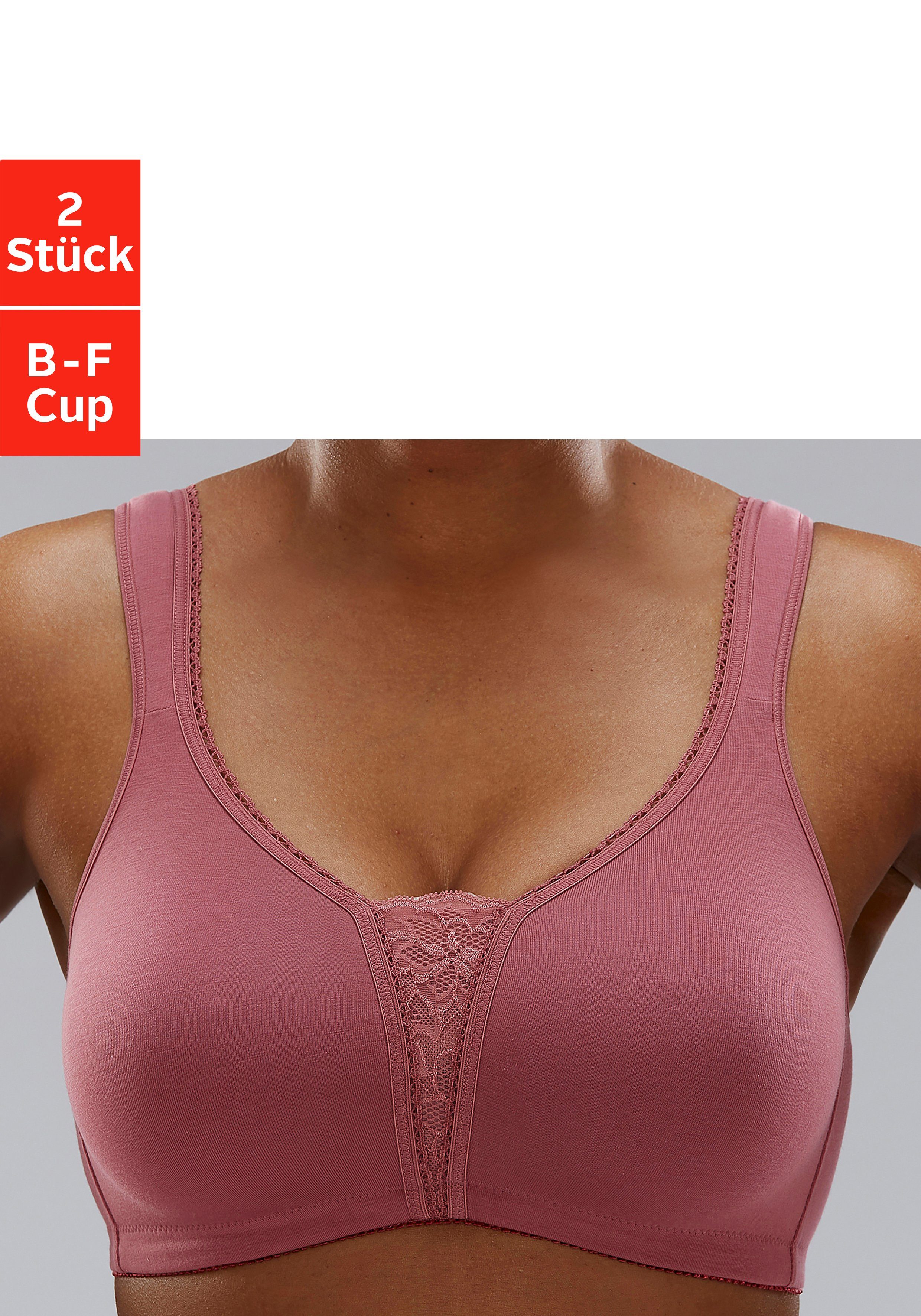 petite fleur Soft-BH (Packung, 2 Stück) ohne Bügel mit Spitzen-Details