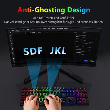 Redragon 105-Key RGB Mechanical Gaming-Tastatur (Double-Shot Tastenkappen,LED)