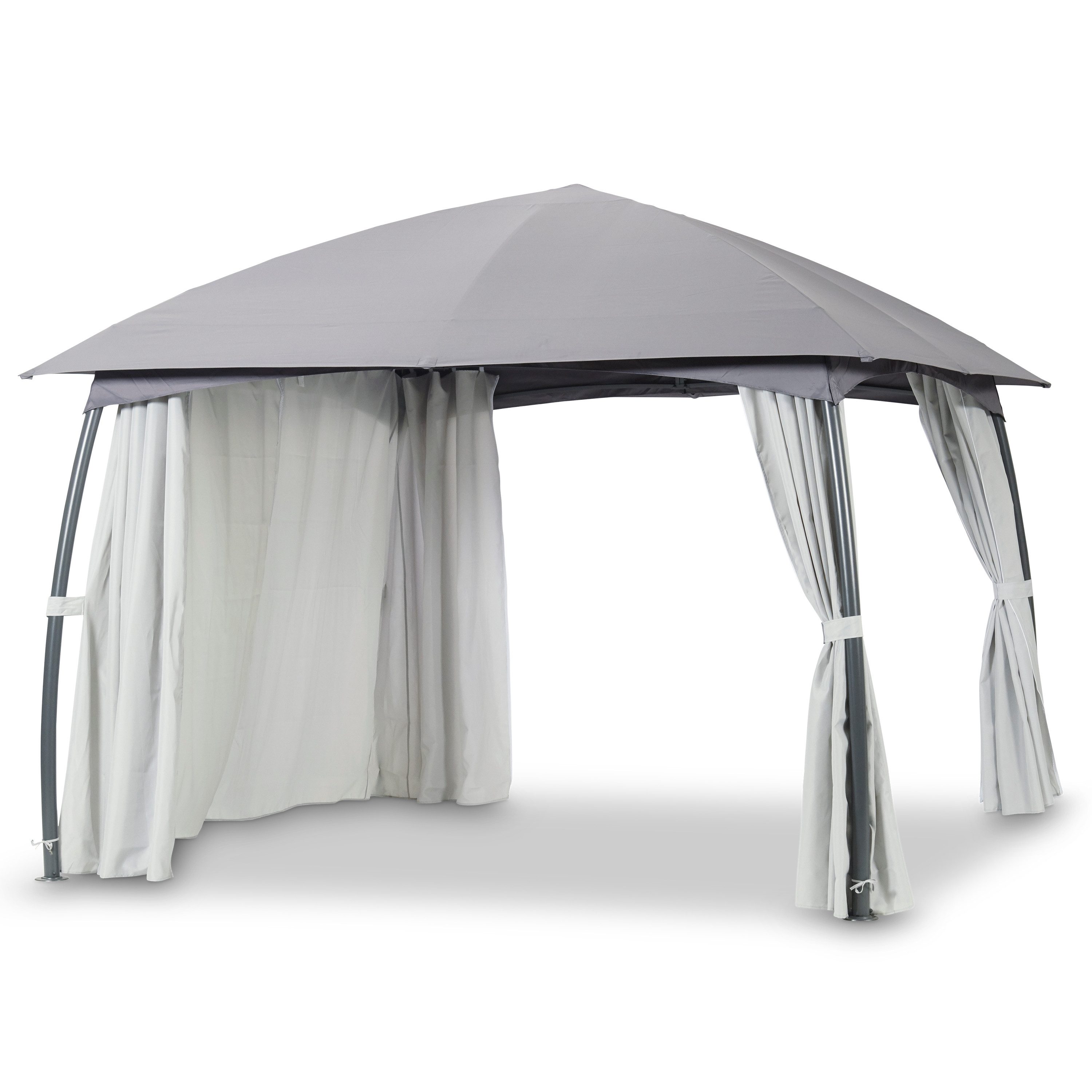 Leco Pavillon Gartenpavillon Überdachung Sonnendach MILENA 3,3x3,3 m anthrazit grau, mit 4 Seitenteilen, ca. B 330 x T 330 x H 268 cm