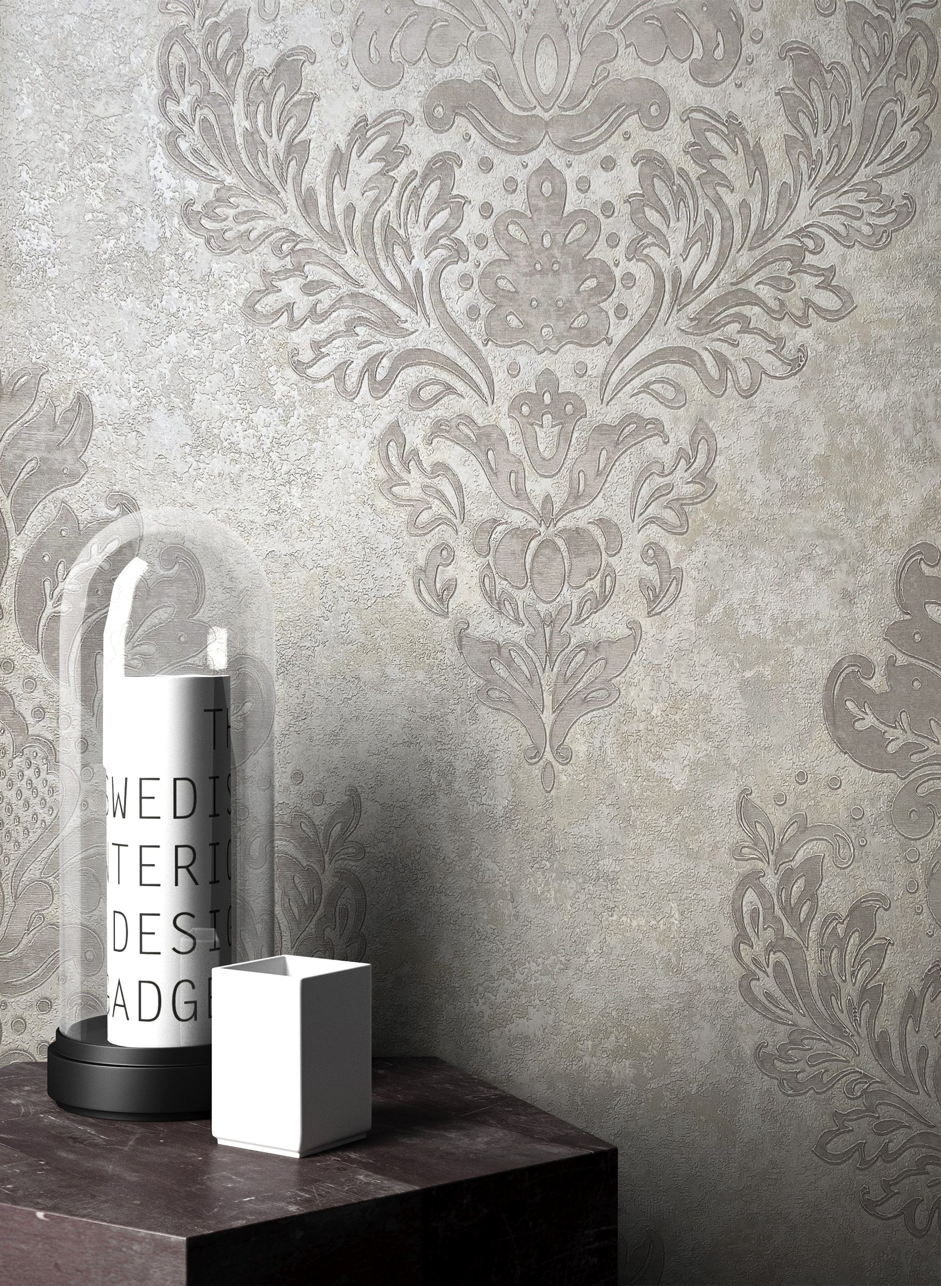 Newroom Vliestapete, Grau Tapete Barock Ornament günstig online kaufen