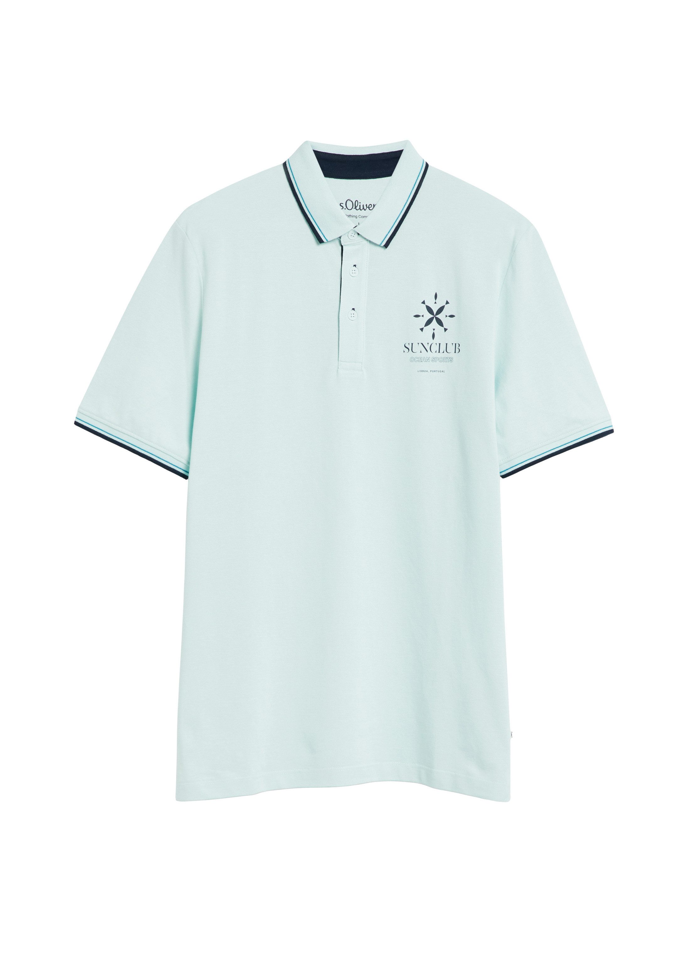 s.Oliver Kurzarmshirt Polo-Shirt Poloshirt aus Baumwollpiqué mit Kontrast-Details