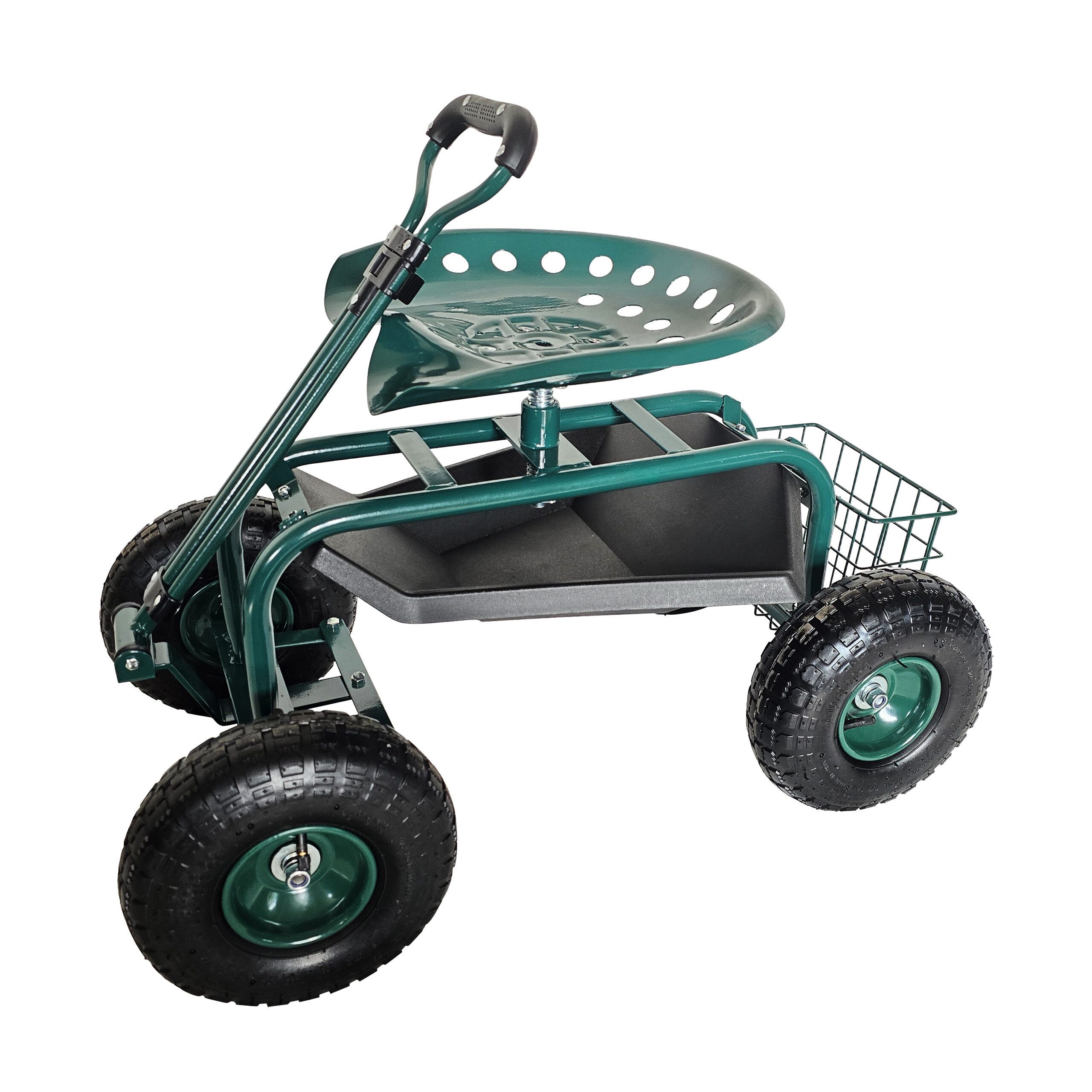relaxdays Rollsitz Fahrbarer Gartensitz mit Stauraum, grün