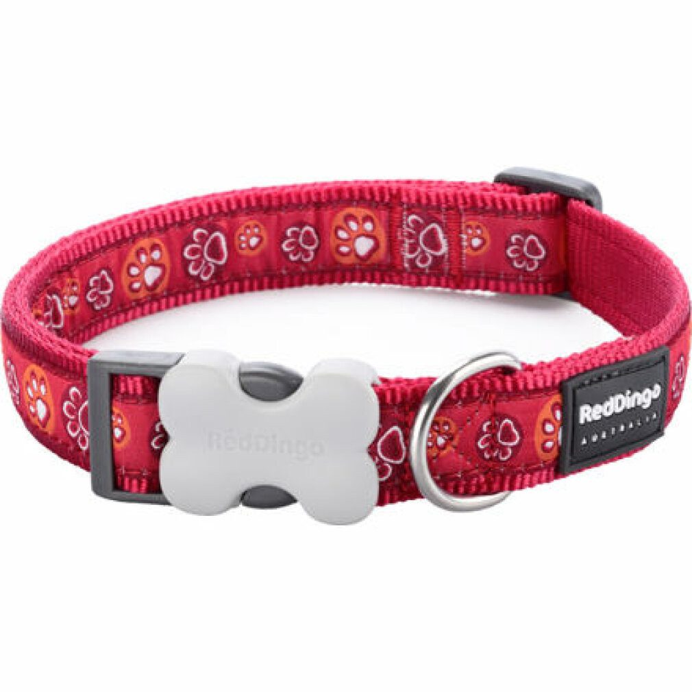 Red Dingo Hunde-Halsband Hundehalsband Style Rot Tierischer Fußabdruck (2 x 31-47 cm)