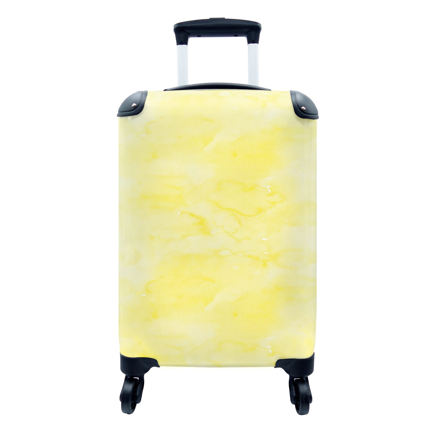 MuchoWow Handgepäckkoffer Muster - Aquarell - Gelb - Marmor, 4 Rollen, Reisetasche mit rollen, Handgepäck für Ferien, Trolley, Reisekoffer
