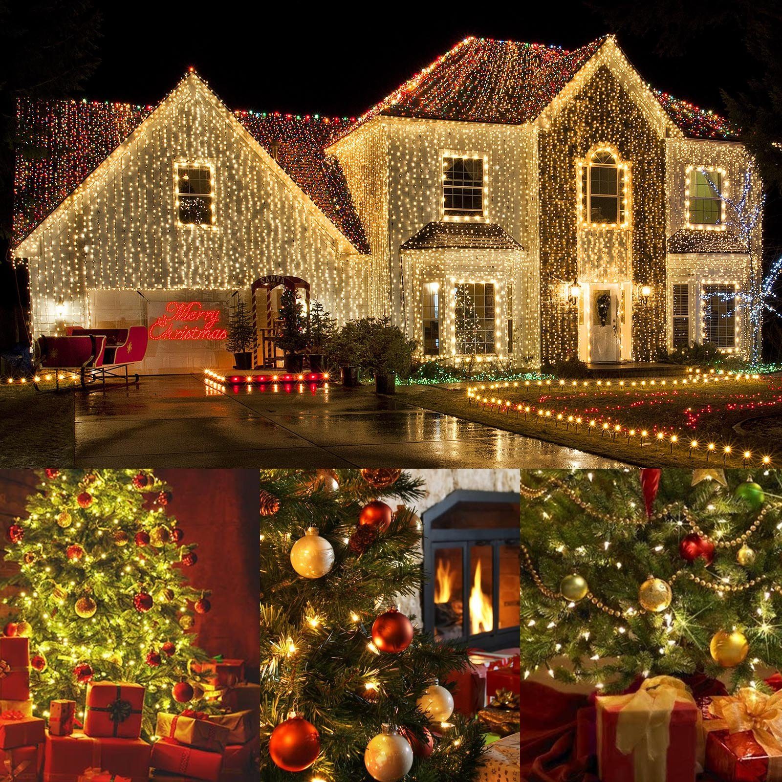 Timer Weihnachten, Sunicol Strom, Deko, LED Modi Weihnachtsbaum Party, 50/100M Außen LED-Lichterkette 8 für Hochzeit Innen Weihnachtsbeleuchtung, Schlafzimmer,