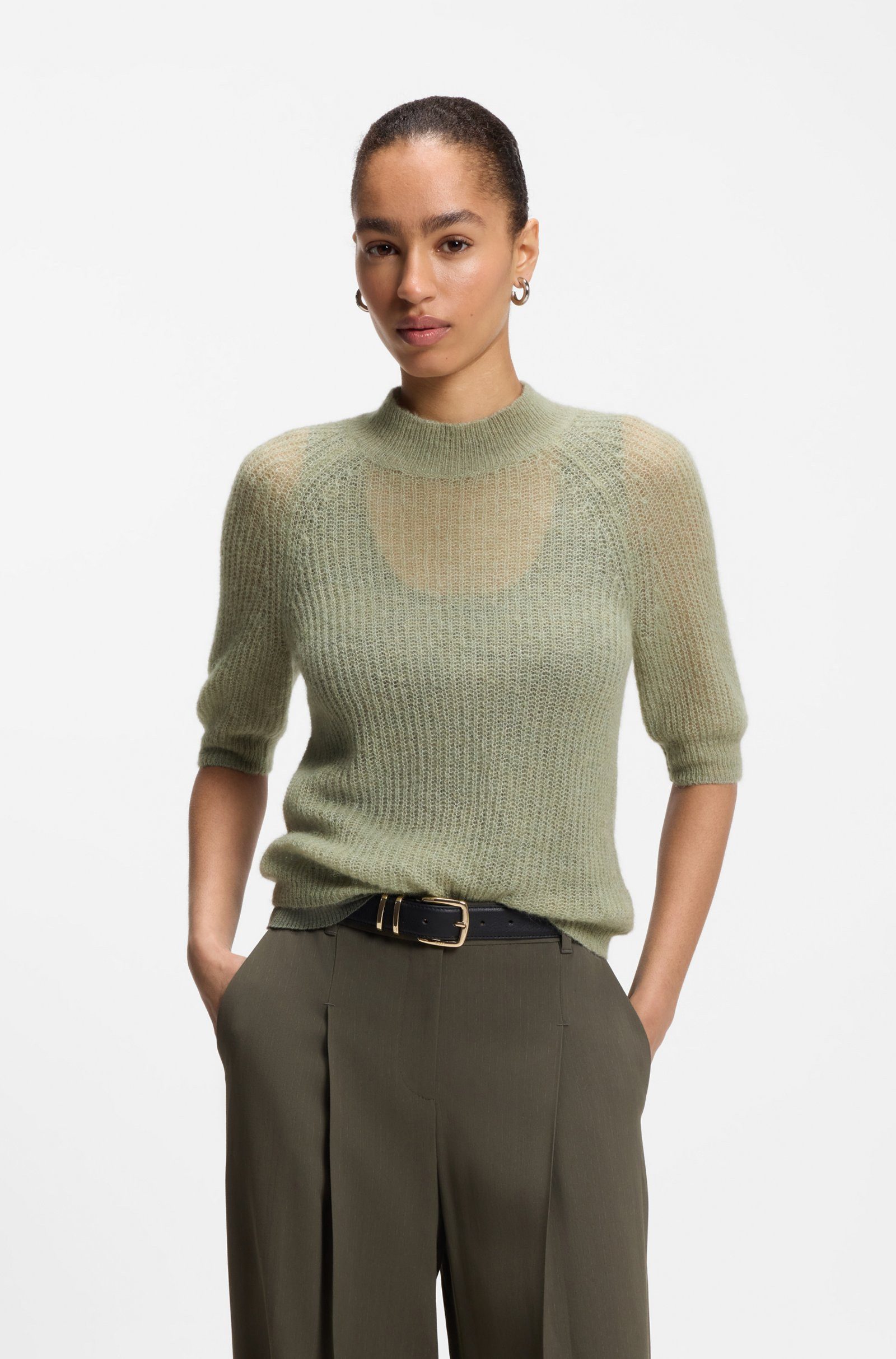 BOSS Strickpullover Fewe aus Alpakawolle (1-tlg)