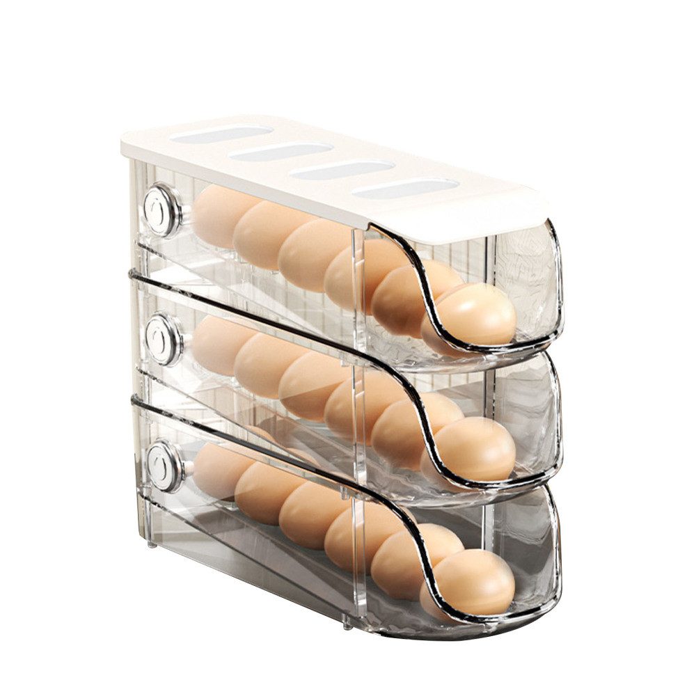 Lubgitsr Korbeinsatz Doppelspuriger automatischer Roll-Eierhalter für Kühlschrank