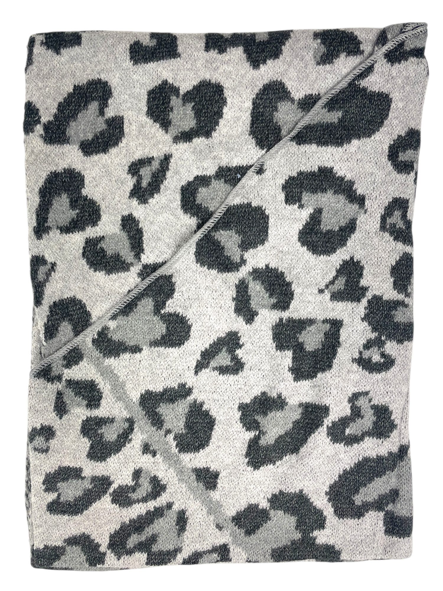 Taschen4life Modeschal Dreiecksschal SW175 Leopard & Herz Muster, Leo Print, groß, kuschelweich, gestrickt