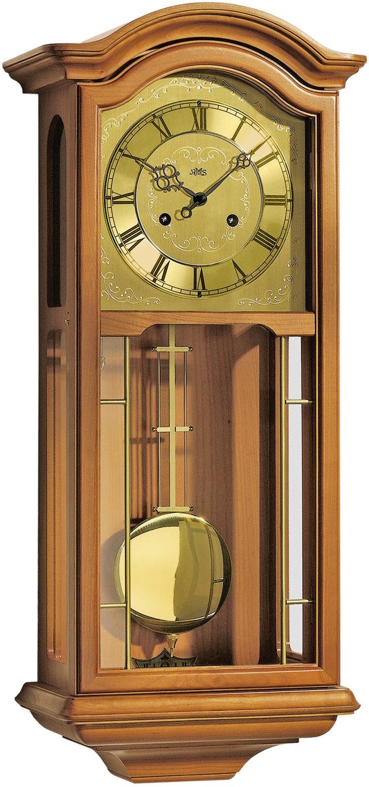 AMS Pendelwanduhr R651/9 (Mechanische Uhr,Holzgehäuse,Erle,Esszimmer,Wohnzimmer)