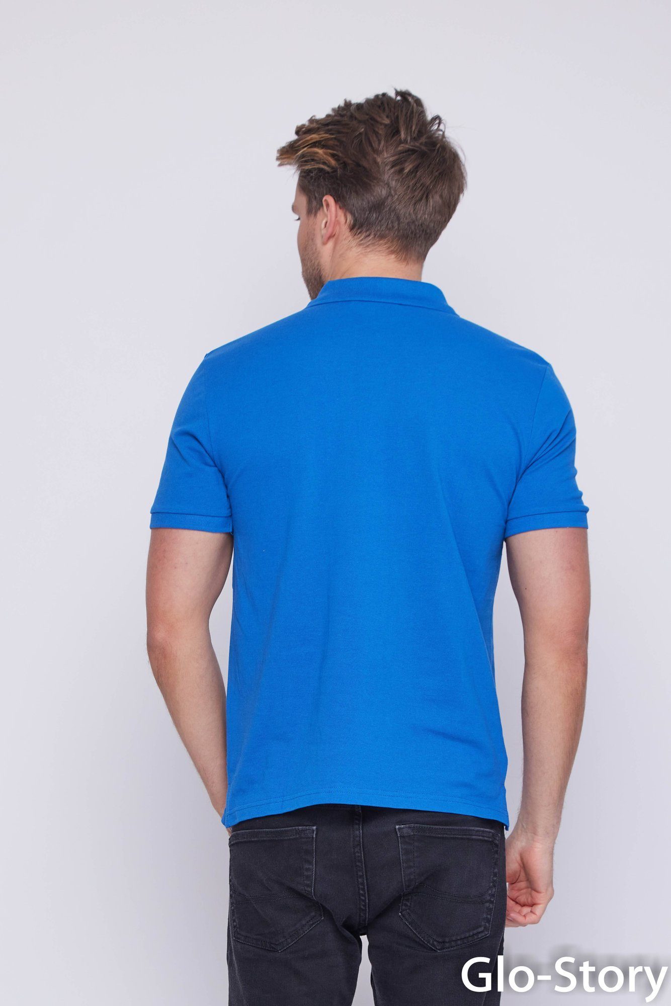 GLO-STORY Poloshirt Herren Kurzarm Basic Sapphire-Blau Regular Polo GLO-STORY Polohemd Poloshirt Shirt