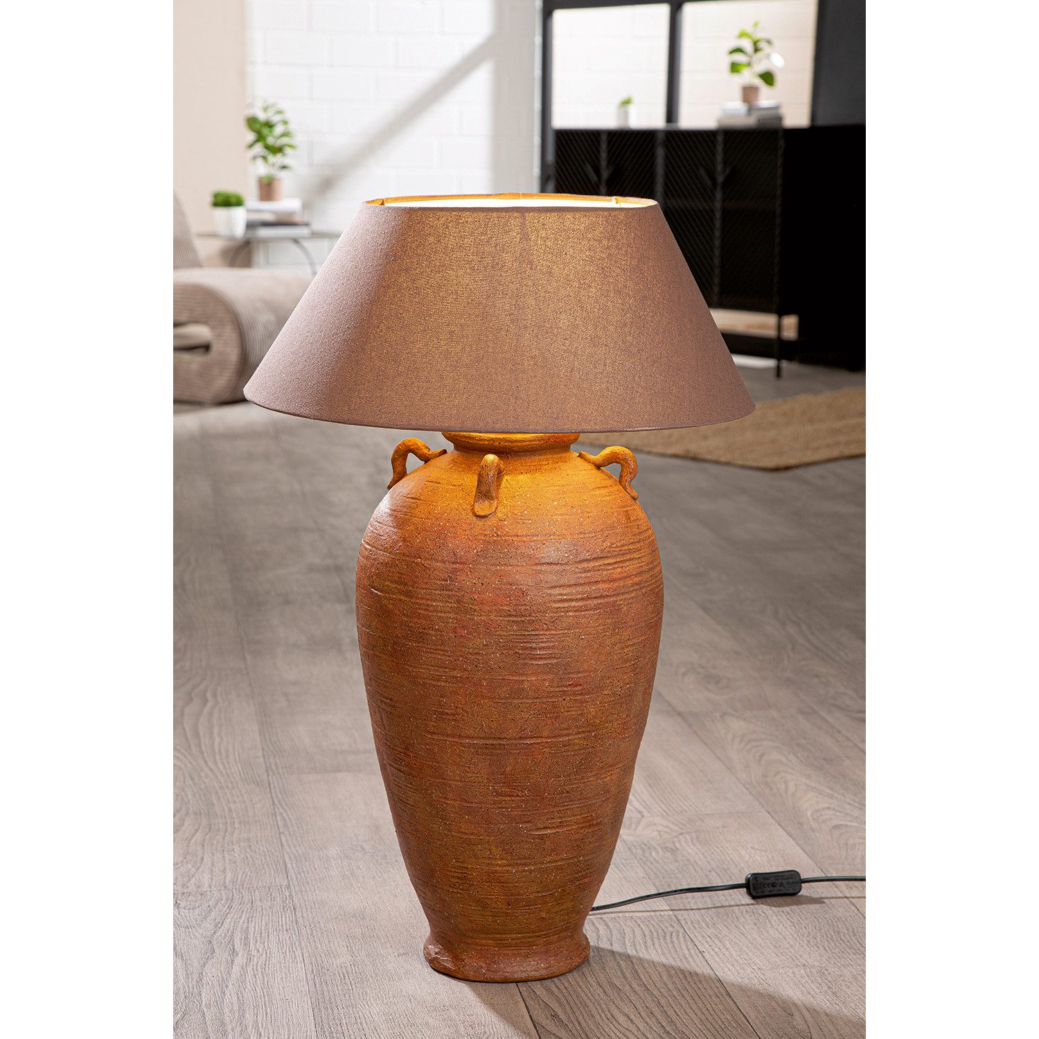 GILDE Tischleuchte HARARE Leuchte - orange - Kunstharz - Höhe 75,5cm x Ø 50,5cm - Lampe, Tischlampe - Schreibtischlampe - Nachttischlampe