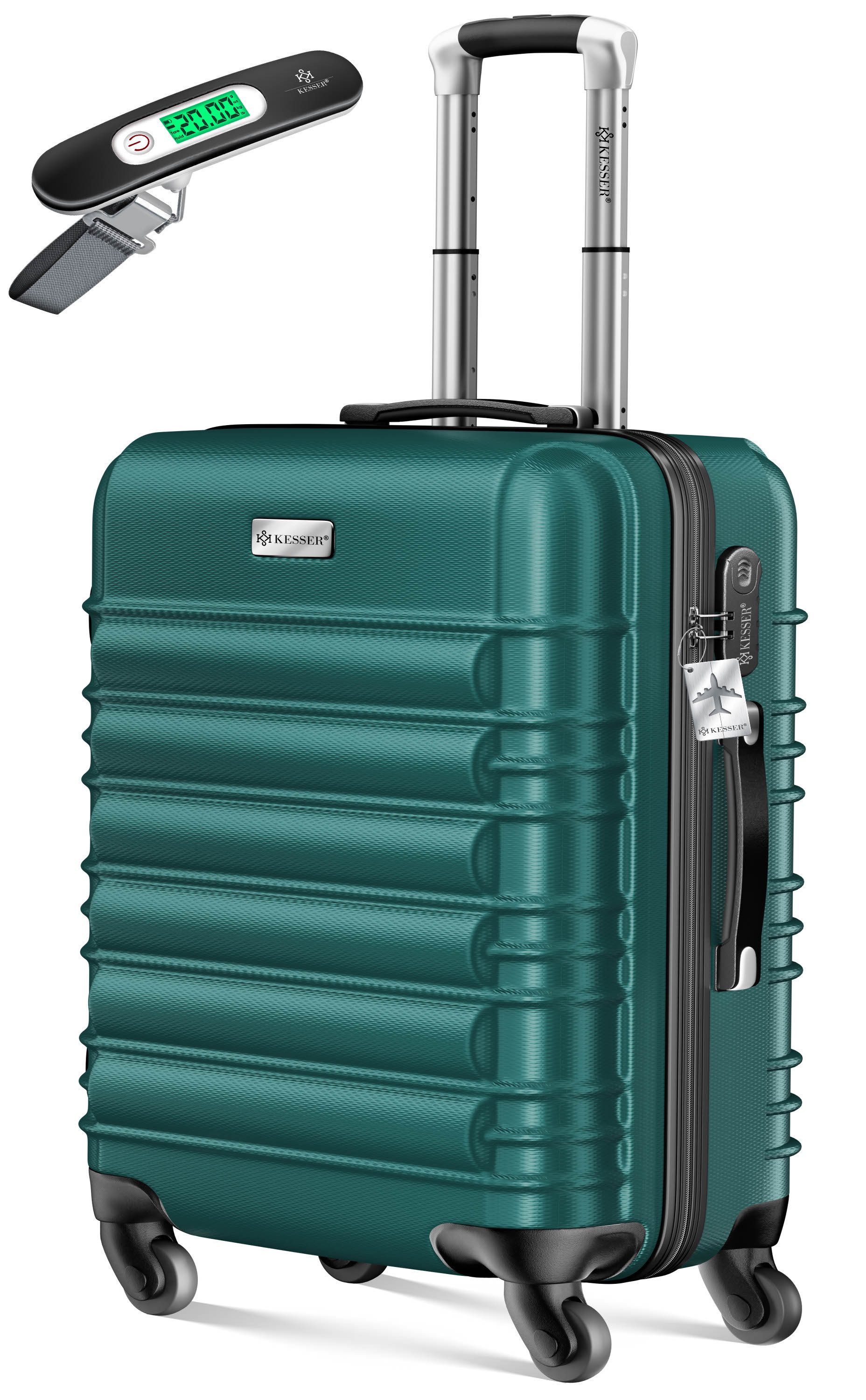KESSER Hartschalen-Trolley Reisekoffer Handgepäck 55L Koffer Inkl. Kofferwaage + Gepäckanhänger, 4 Rollen, Rollkoffer ABS-Hartschale mit 4 Rollen, Zahlenschloss & Teleskopgriff