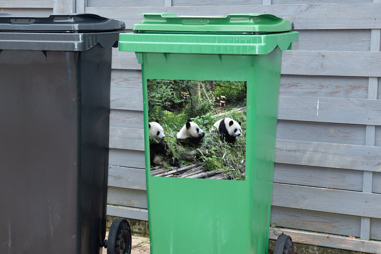 - Mülleimer-aufkleber, Panda Natur Container, Sticker, (1 Wandsticker MuchoWow - St), Mülltonne, Bambus Abfalbehälter