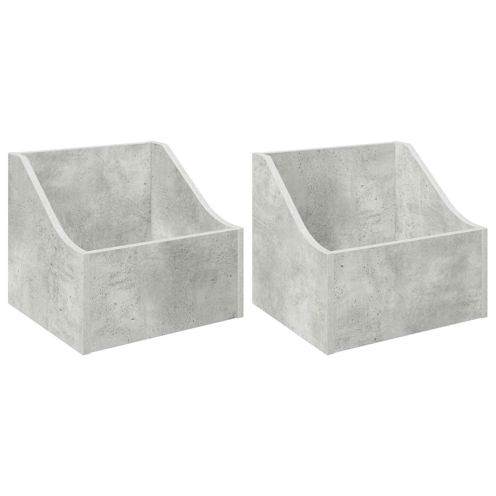 vidaXL Aufbewahrungsbox LP Plattenbox 2 stk. Betongrau 37 x 33 x 32 cm Holzwerkstoff (2 St)