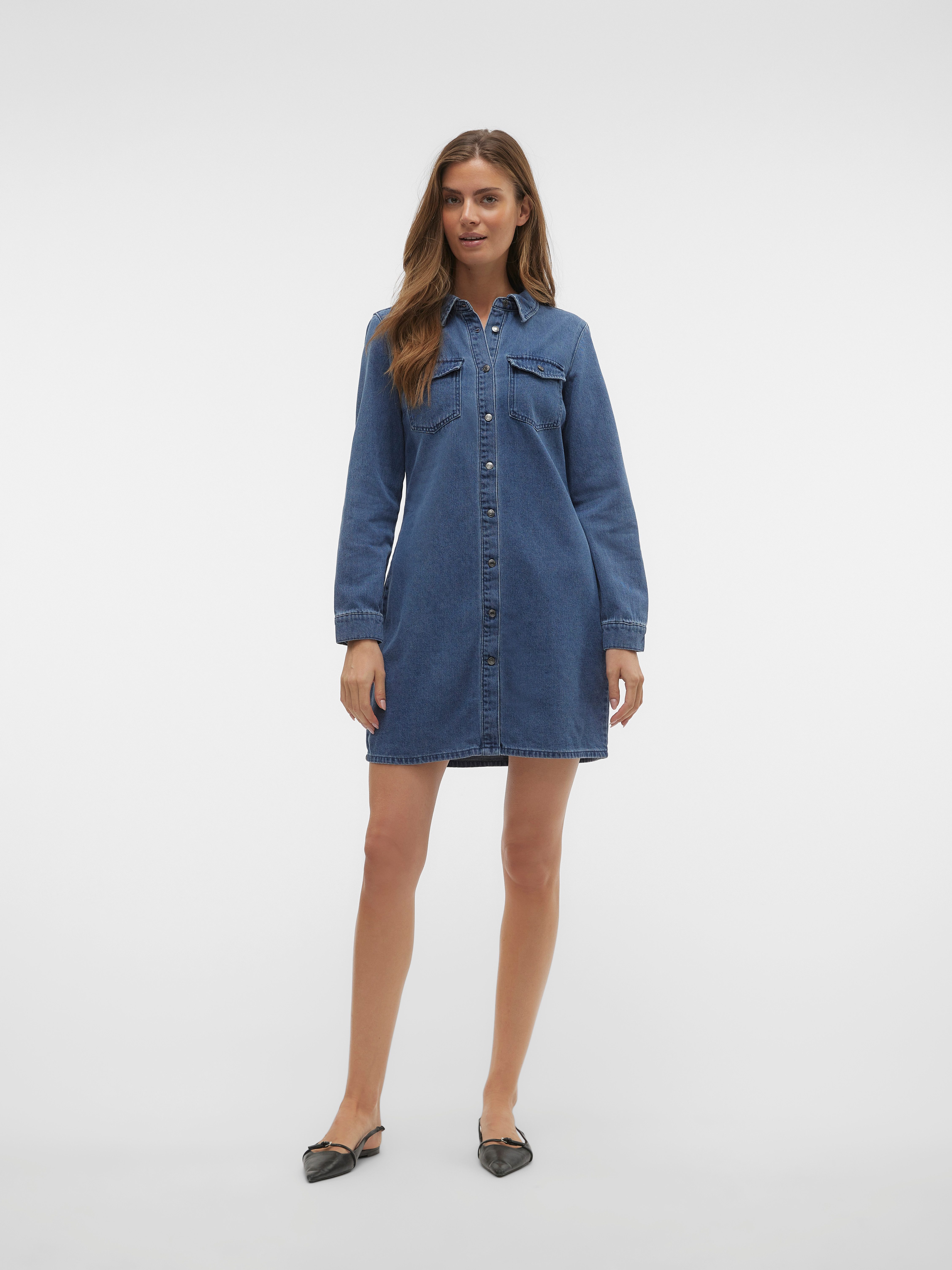 Vero Moda Jeanskleid VMJENNIE LS SHORT DENIM DRESS GA NOOS