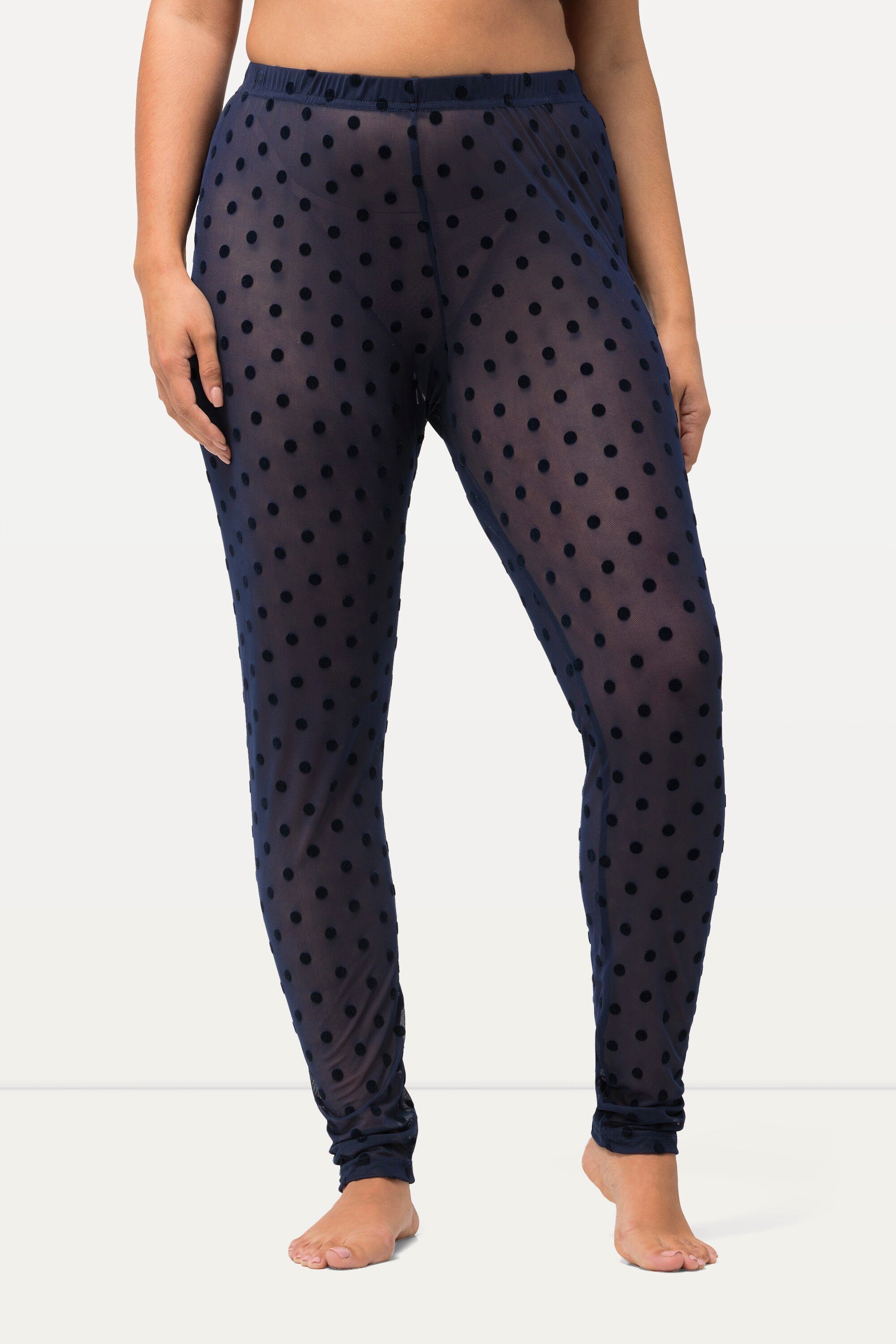 Ulla Popken Flock-Punkte nachtblau Feinstrumpfhose Mesh-Leggings