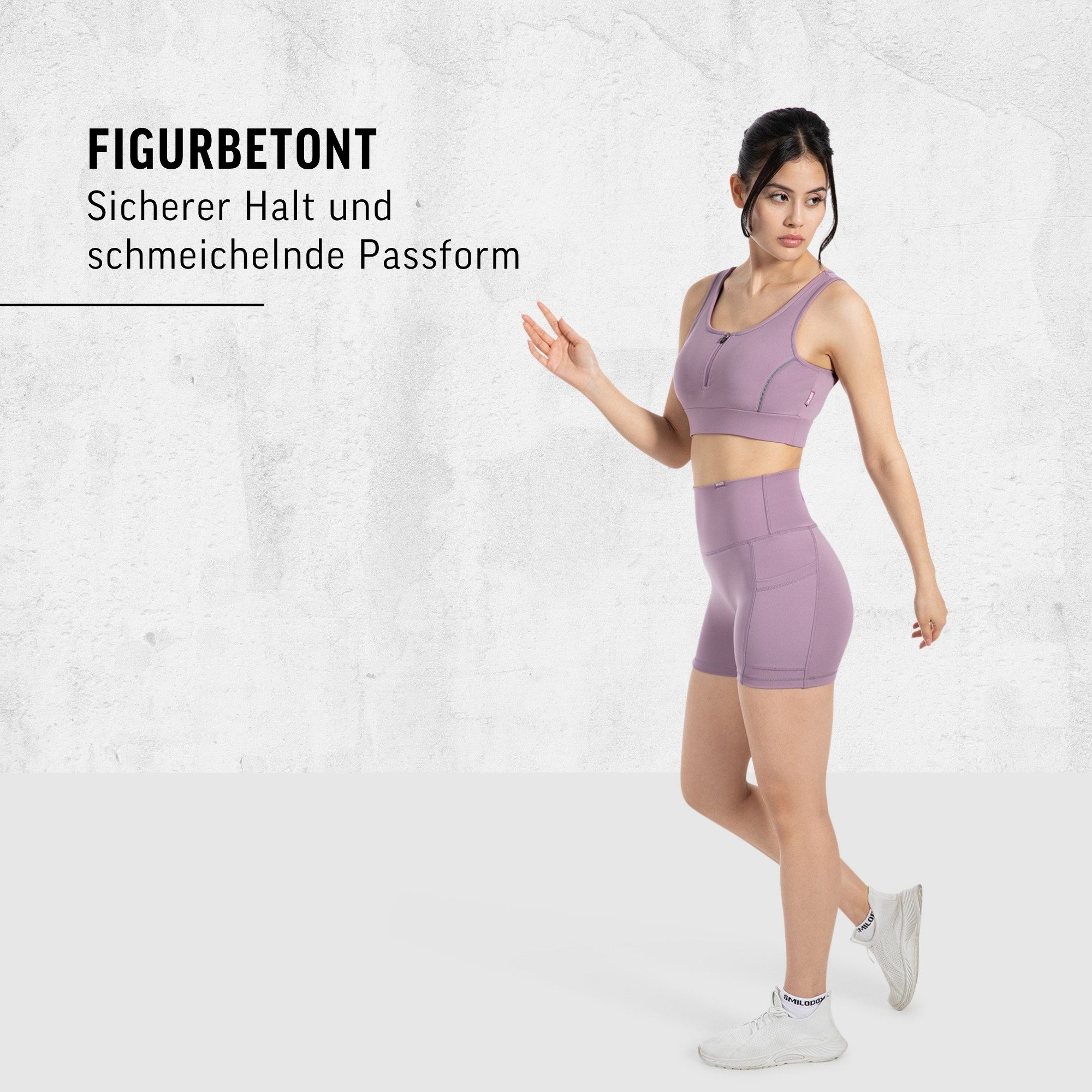 Smilodox Shorts Josie, High Waist Sportshorts enganliegend, Radlerhose Eingrifftaschen Elastischer Bund, Yogahose, Training Workout Freizeit Athleisure