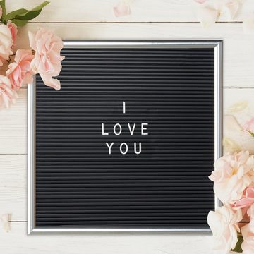 relaxdays Memoboard Letterboard 30 x 30 cm, Silber