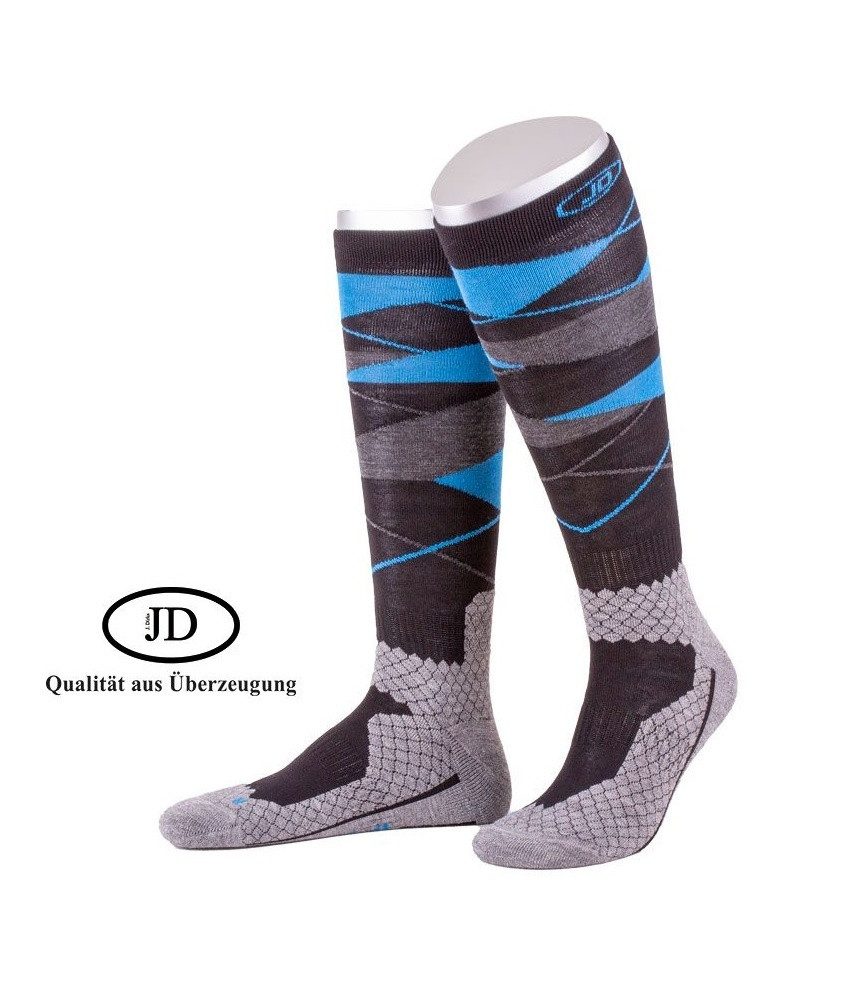 JD Kniestrümpfe All Season ThermoCool Reitstrumpf (Argyle-Muster) grau/royalblau