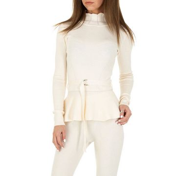 Ital-Design Freizeitanzug Damen Freizeit, Stretch Jogging- & Freizeitanzug in Creme