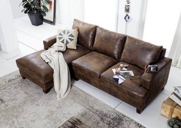 Massivmoebel24 Ecksofa Ecksofa 210x88x85 braun CABO