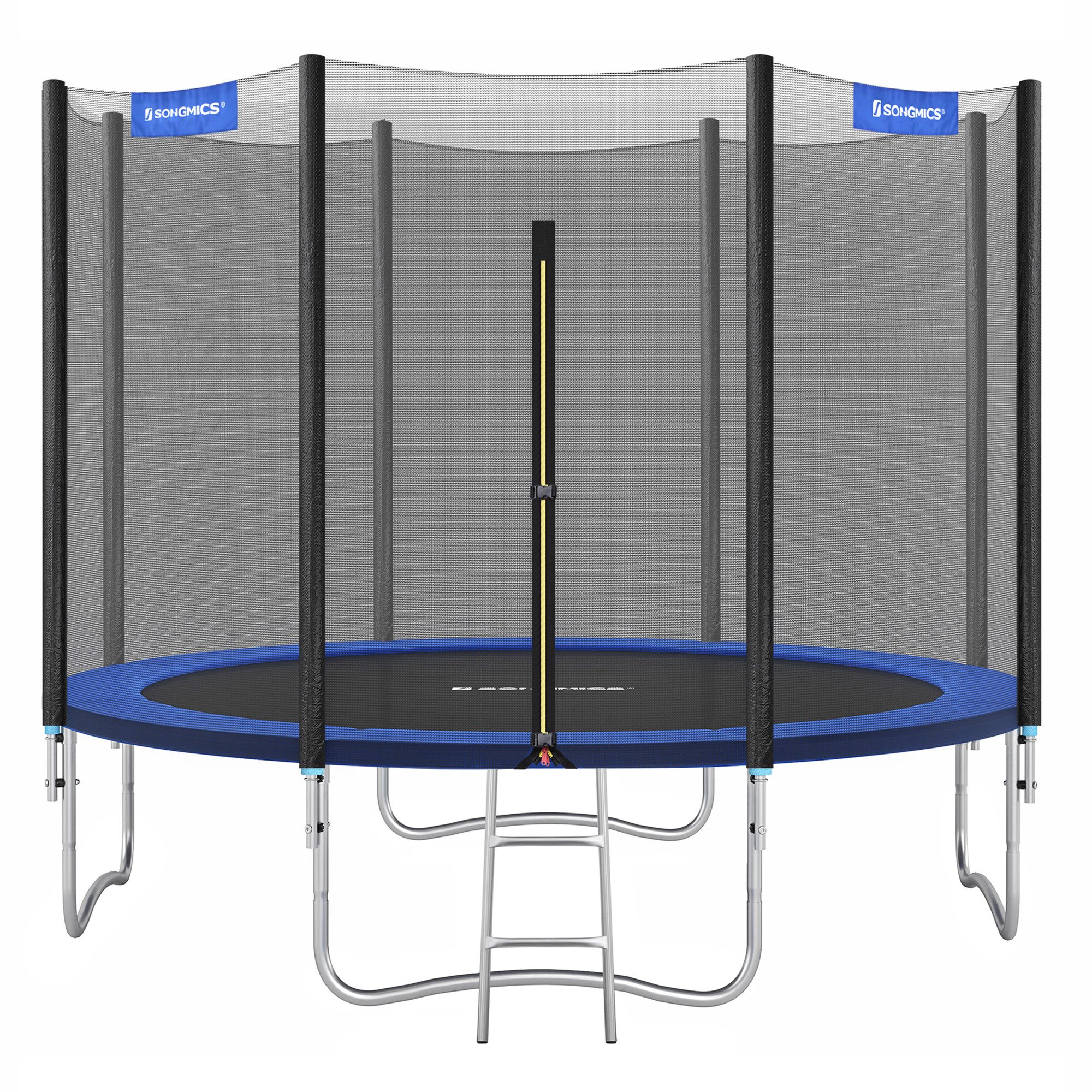 SONGMICS Gartentrampolin mit Randabdeckung, Sicherheitsnetz, Leiter und gepolsterten Stangen, Ø244/Ø305/ Ø366 cm, mit Leiter und gepolsterten Stangen