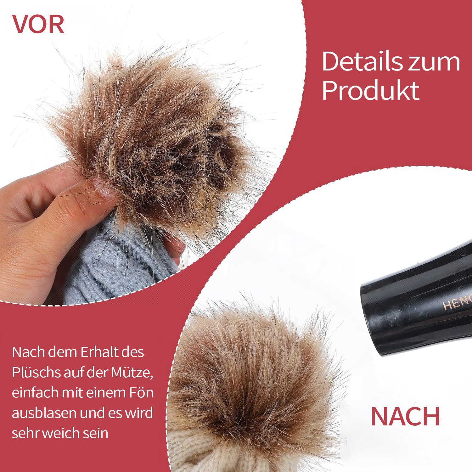 Kinder Schlupfmütze Strickmütze, Handschuhe-Set Daisred warme Winter Beige Halstuch,