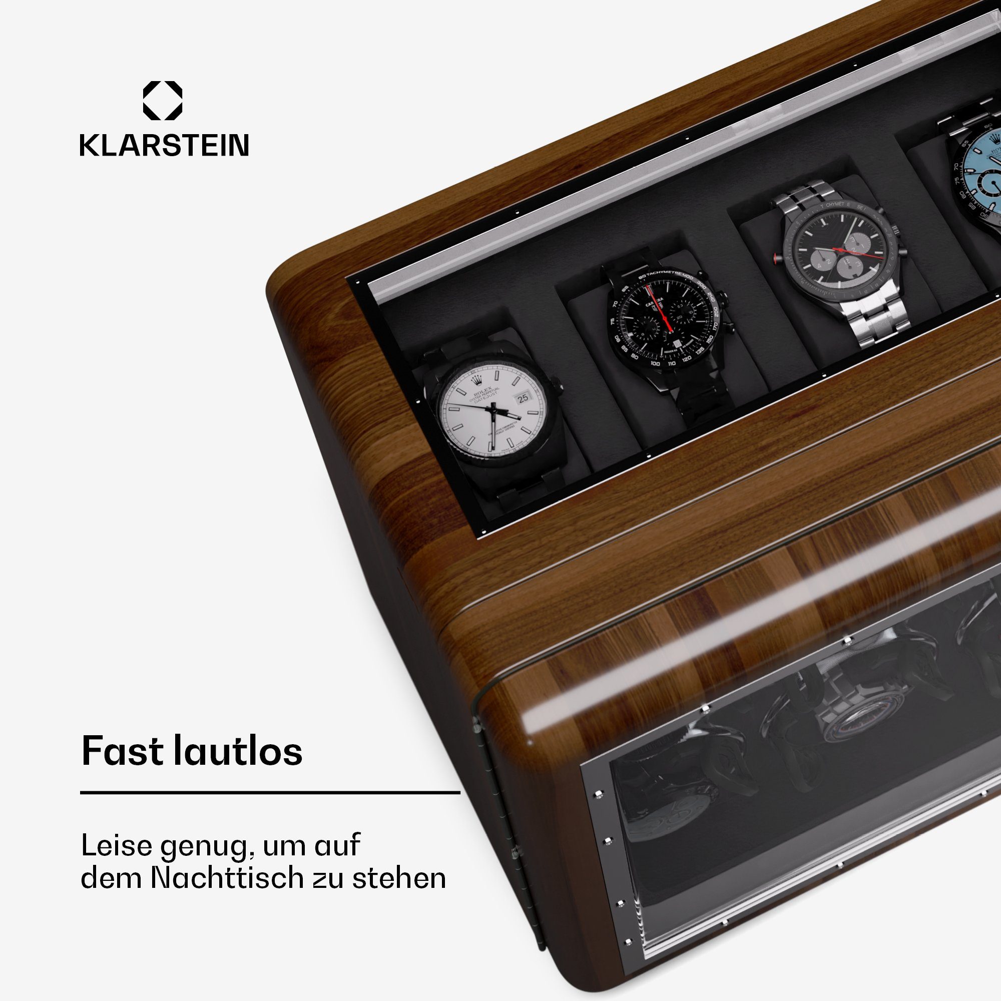 Klarstein Uhrenbeweger Valmont 6+4 Uhrenbeweger, Uhrenboxen Uhrenkasten Uhrenbeweger 10 Uhren
